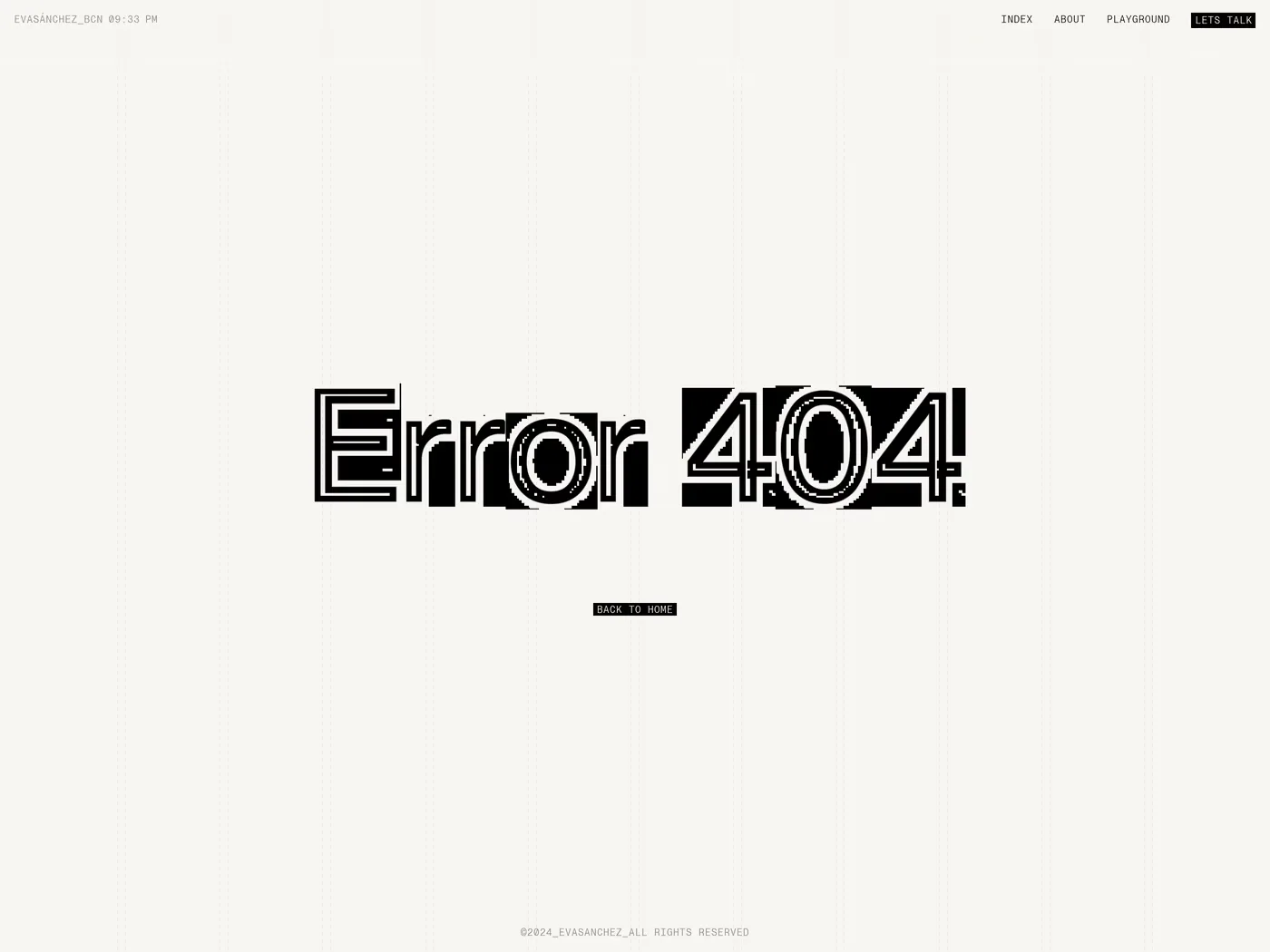 Eva Sánchez — screenshot of the 404 page