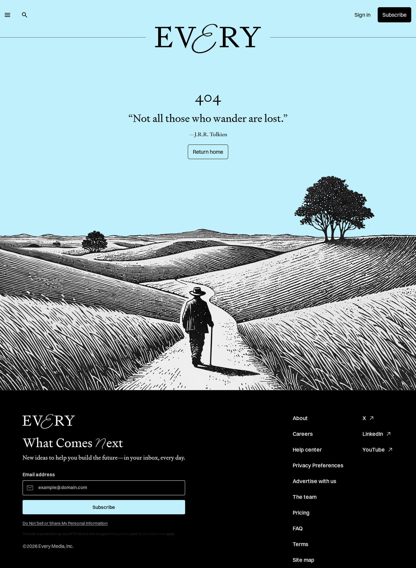 Every — screenshot of the 404 page
