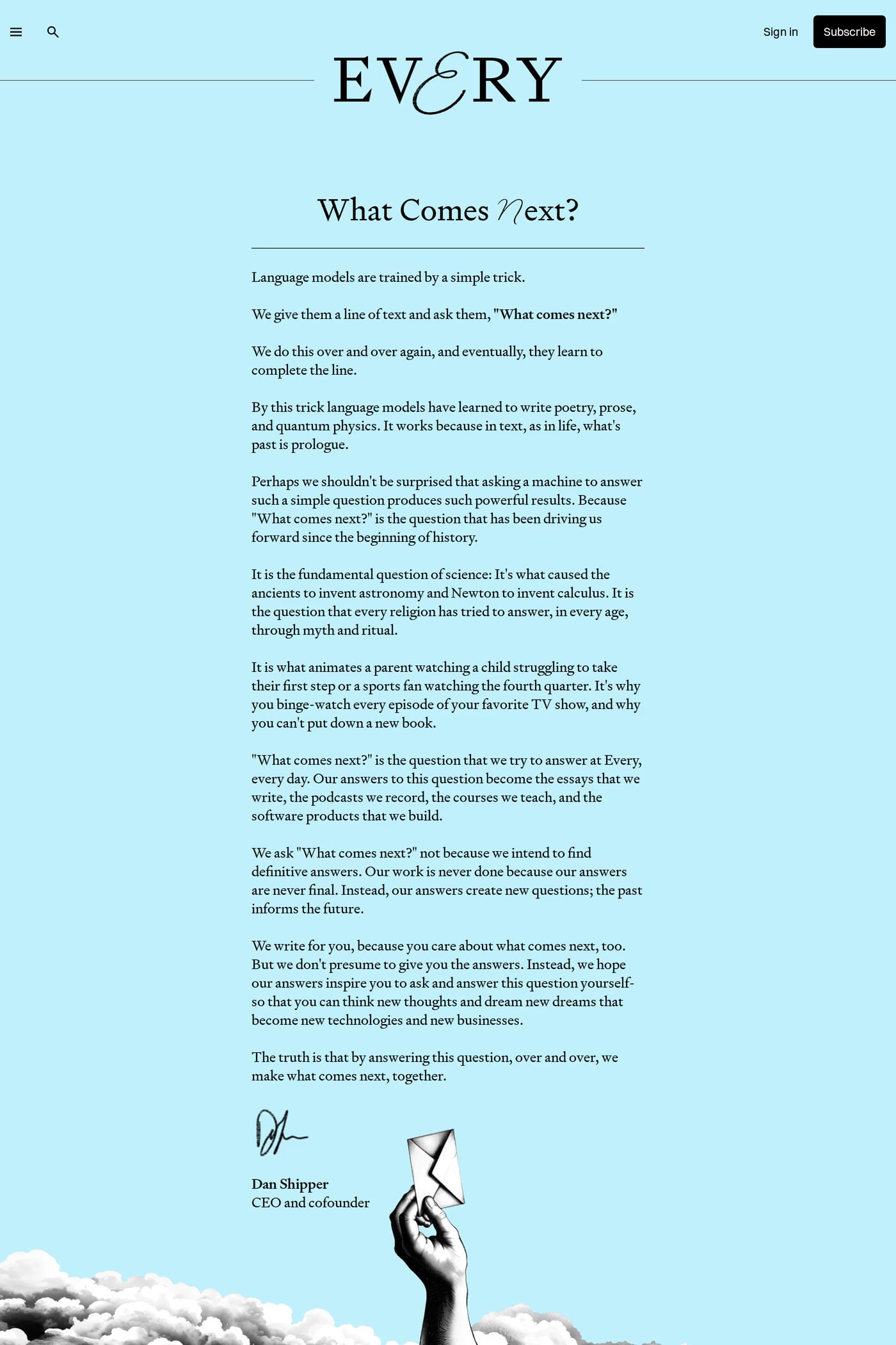 Every — screenshot of the about page