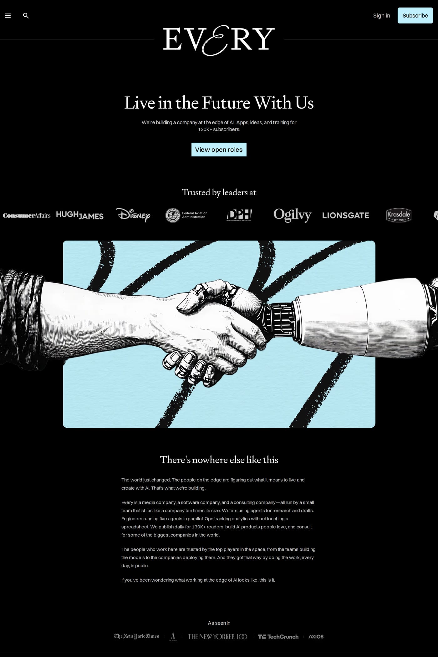 Every — screenshot of the careers page