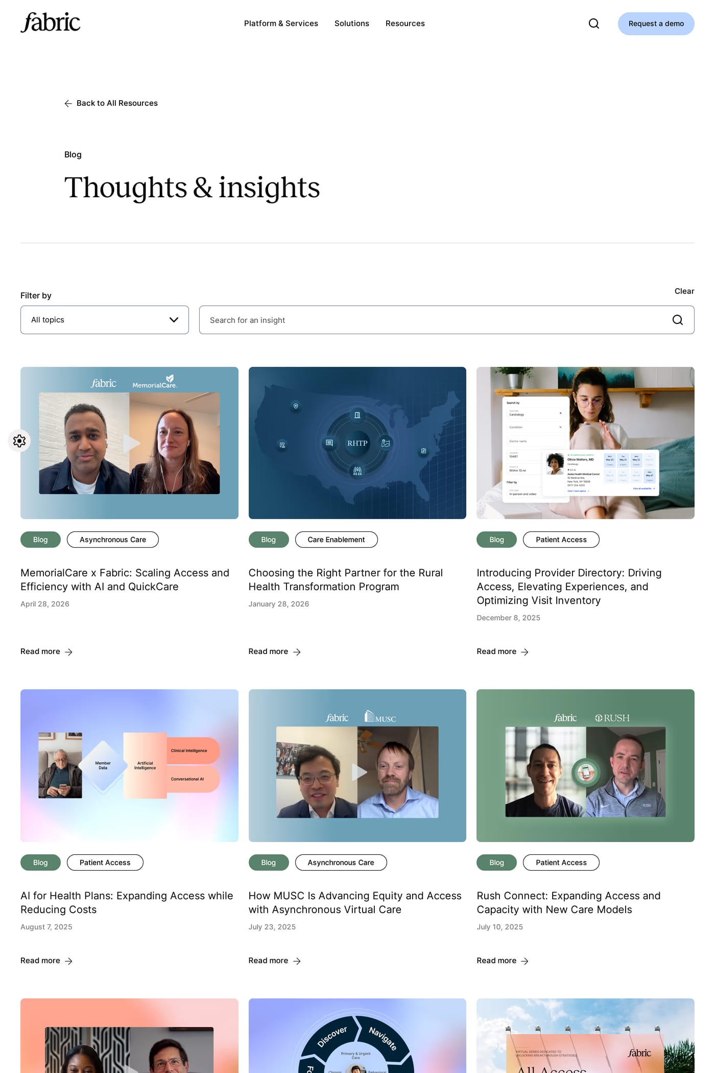 Fabric — screenshot of the blog page