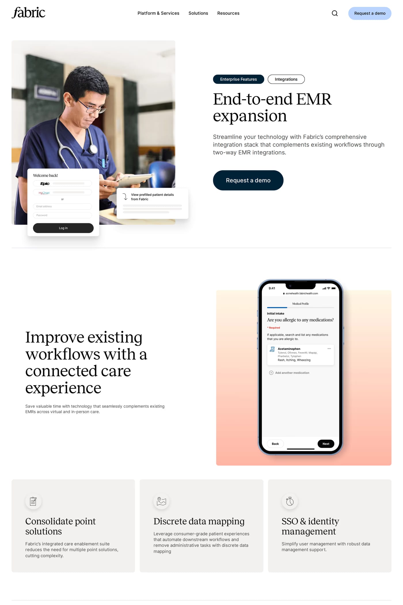 Fabric integrations page