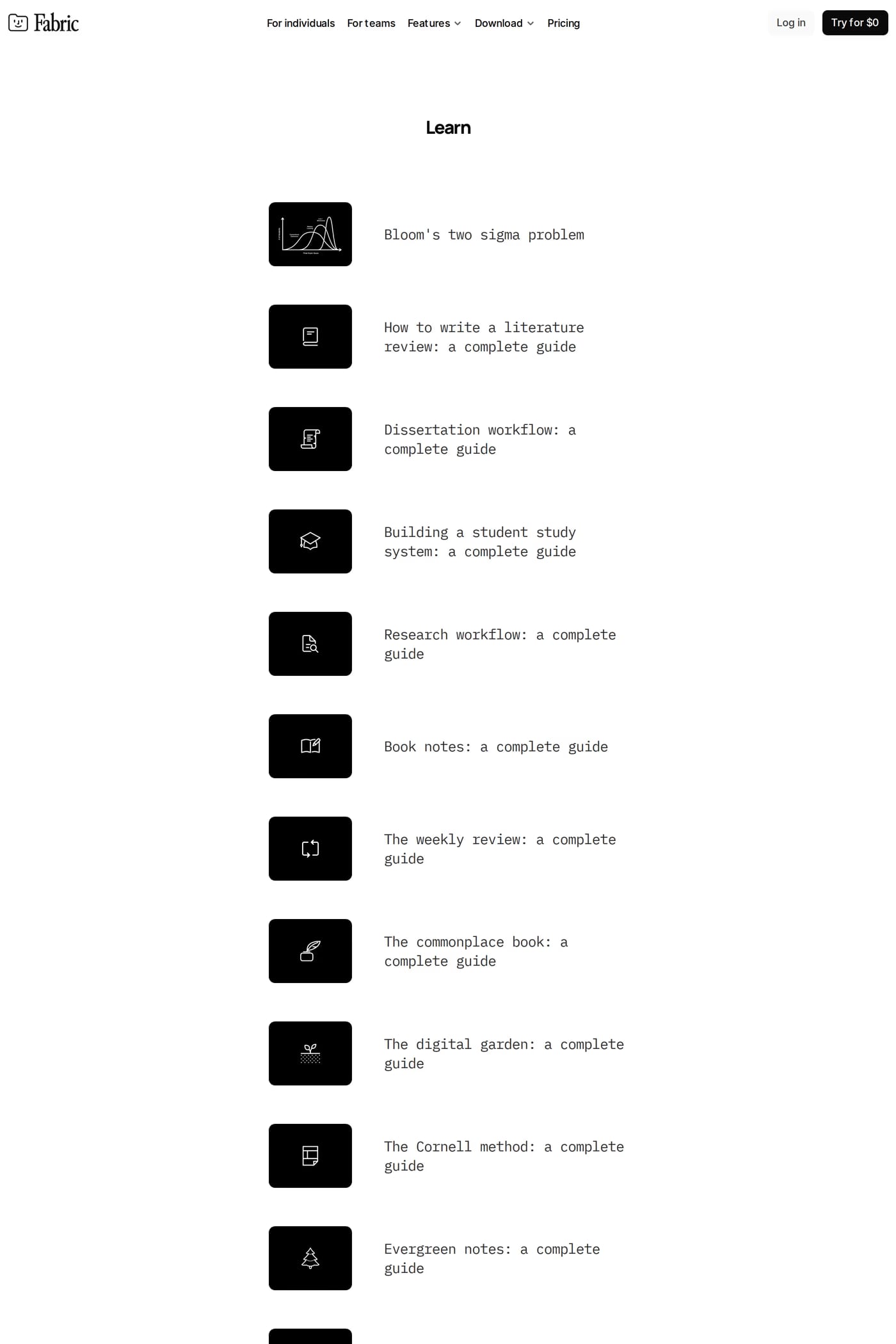 Fabric blog page