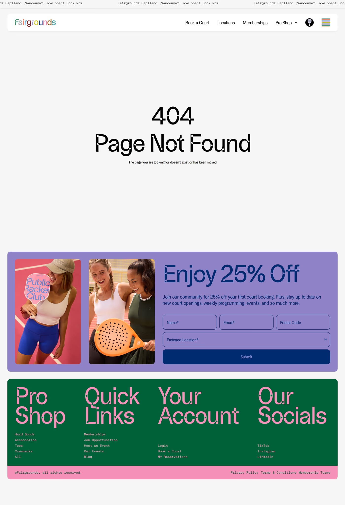 Fairgrounds — screenshot of the 404 page