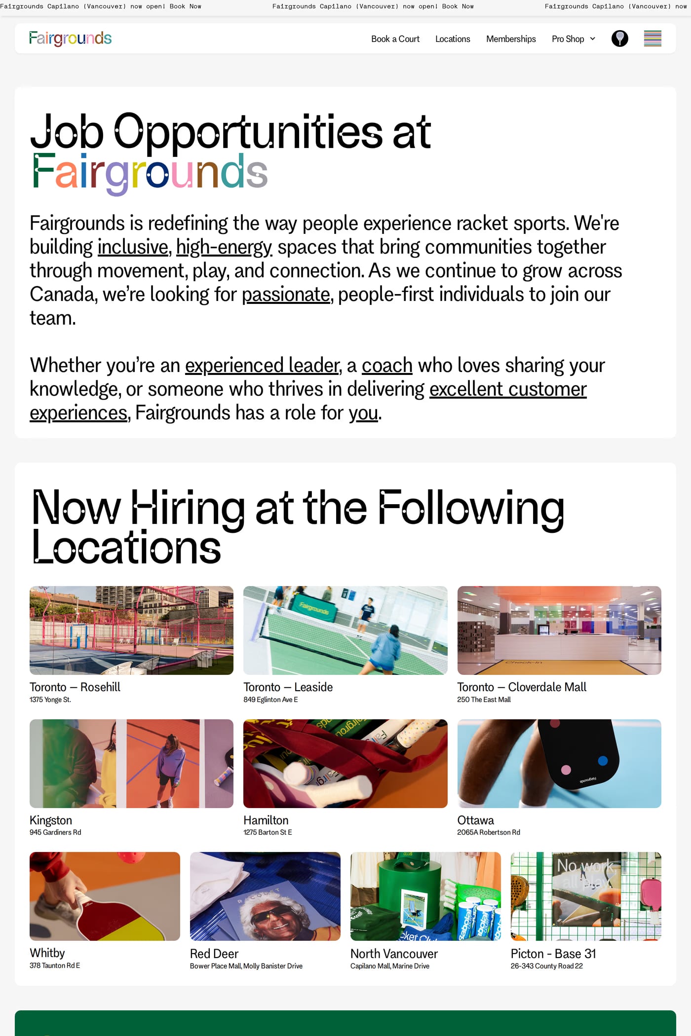 Fairgrounds — screenshot of the careers page