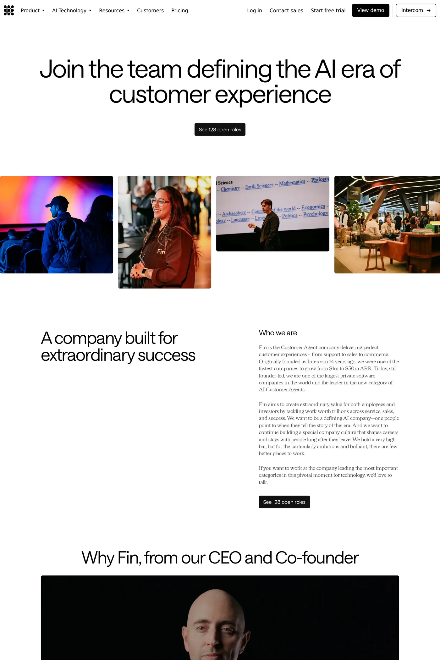 Fin — screenshot of the careers page