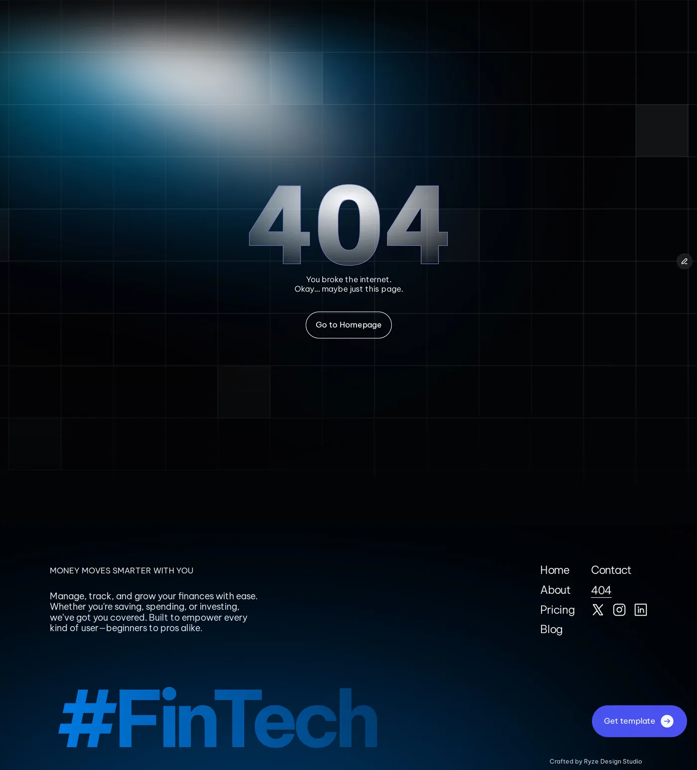 FinSight — screenshot of the 404 page