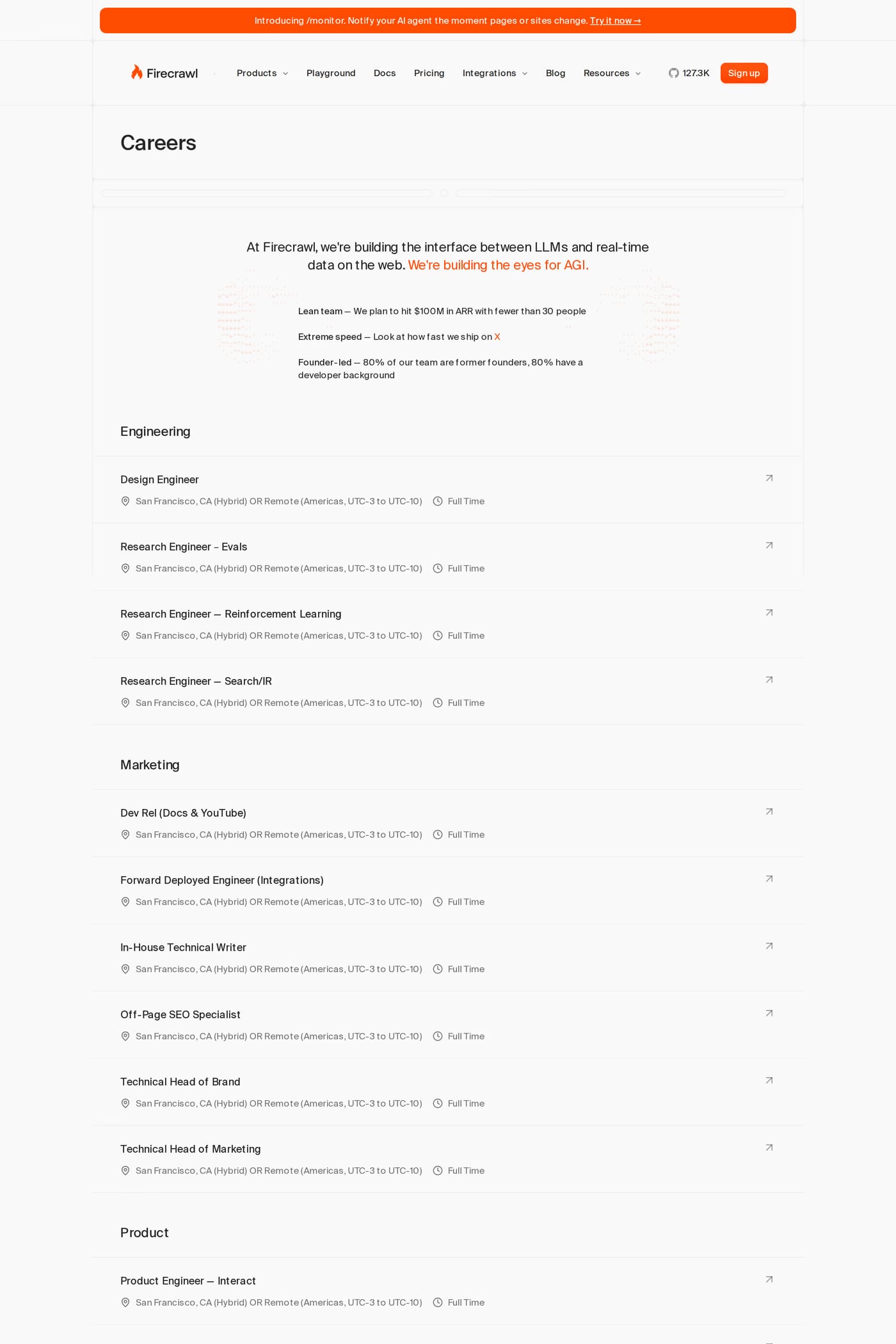 Firecrawl — screenshot of the careers page