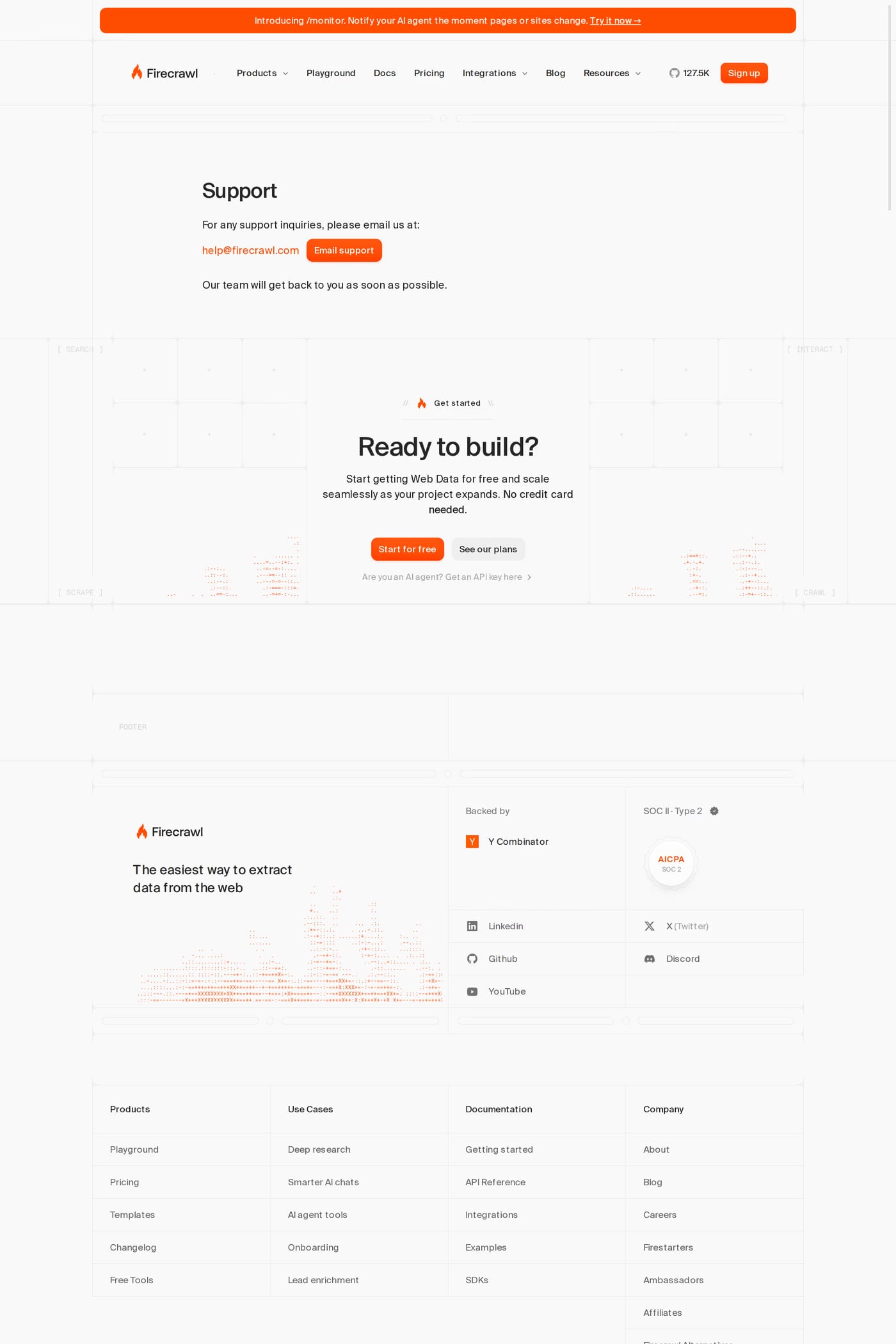 Firecrawl — screenshot of the contact page