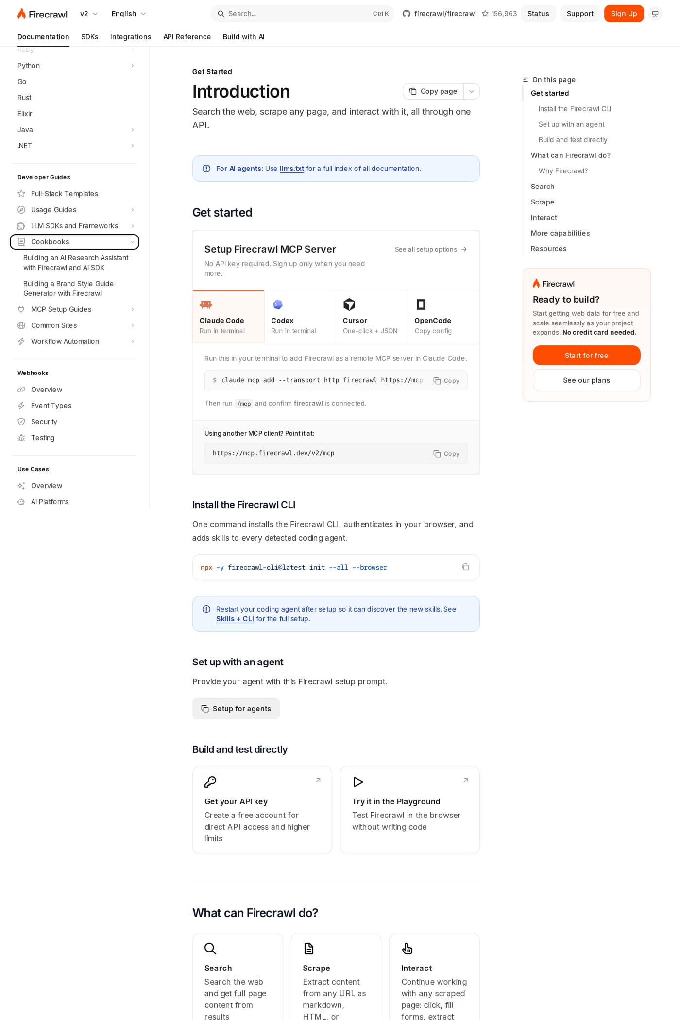 Firecrawl — screenshot of the docs page