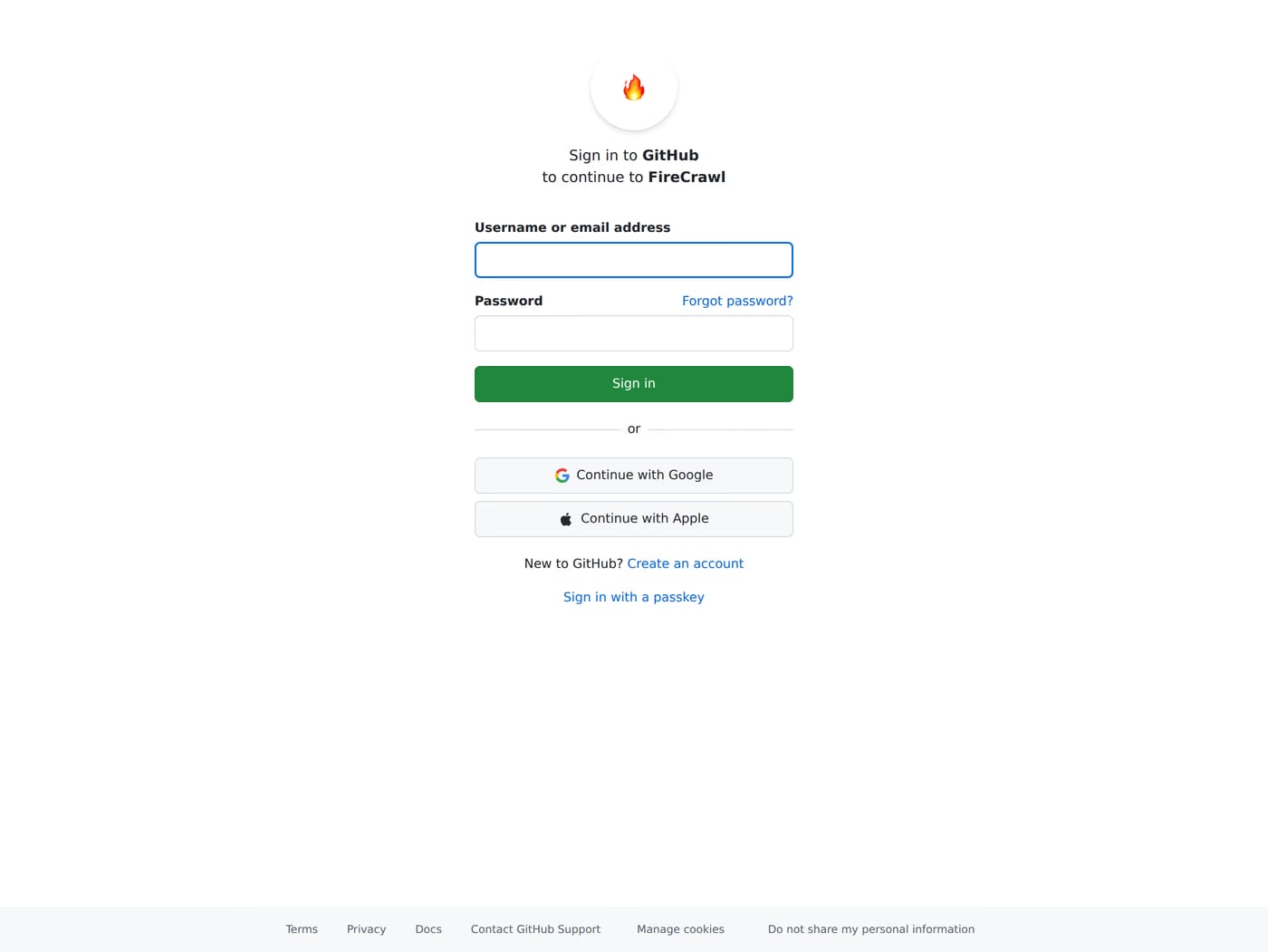 Firecrawl — screenshot of the login page