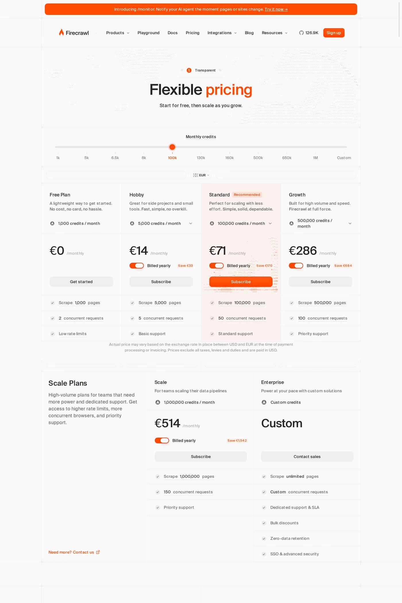 Firecrawl — screenshot of the pricing page