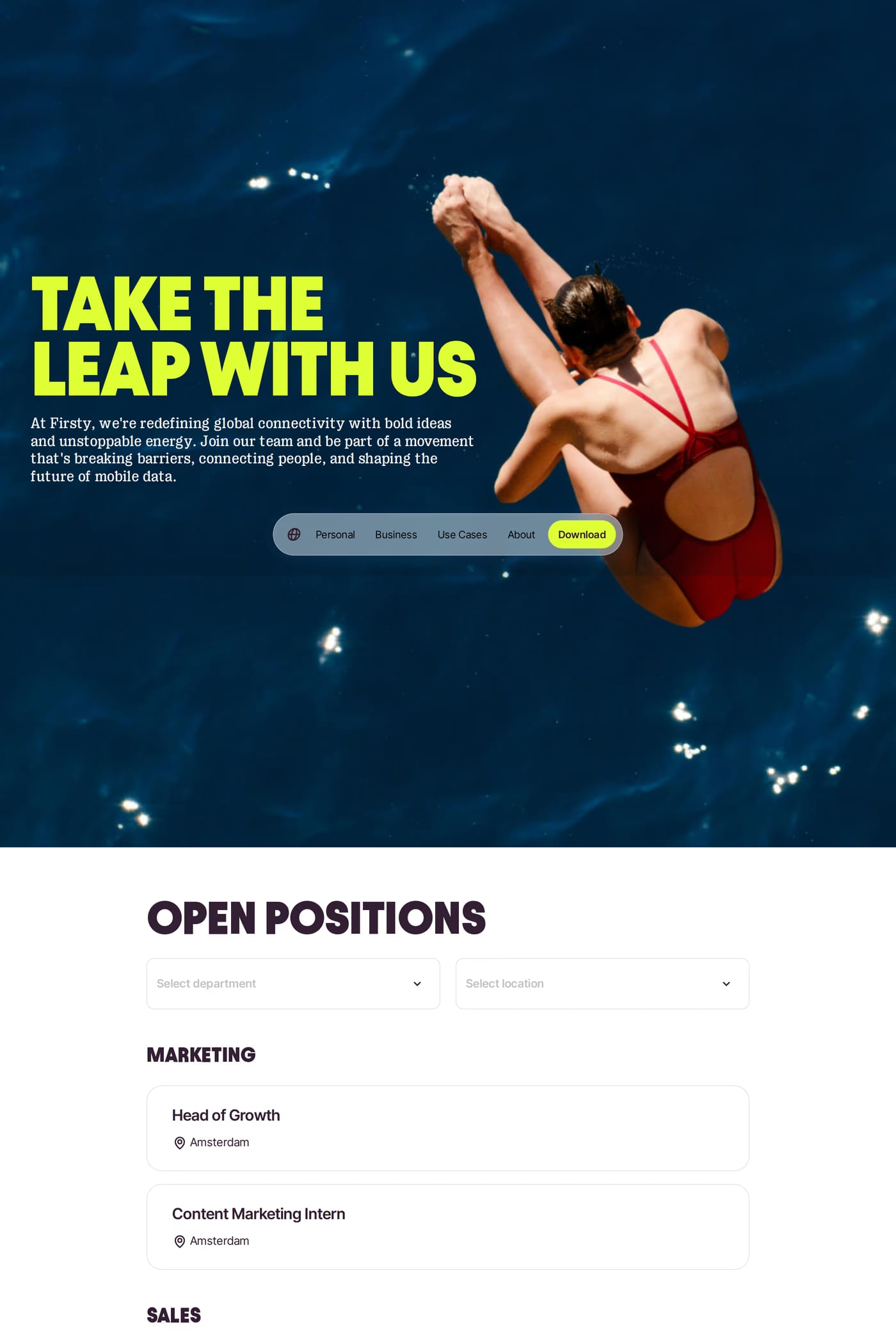 Firsty careers page