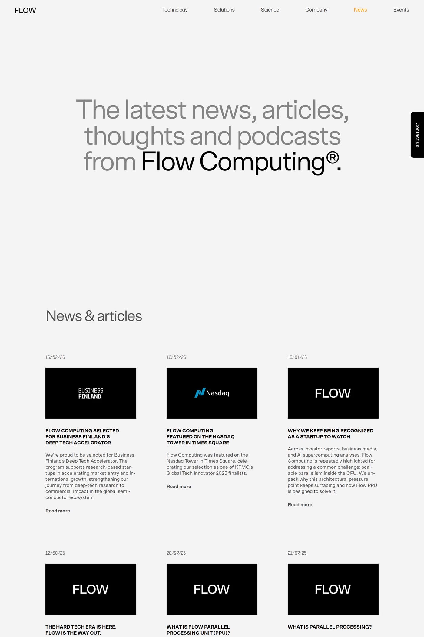 Flow Computing — screenshot of the blog page