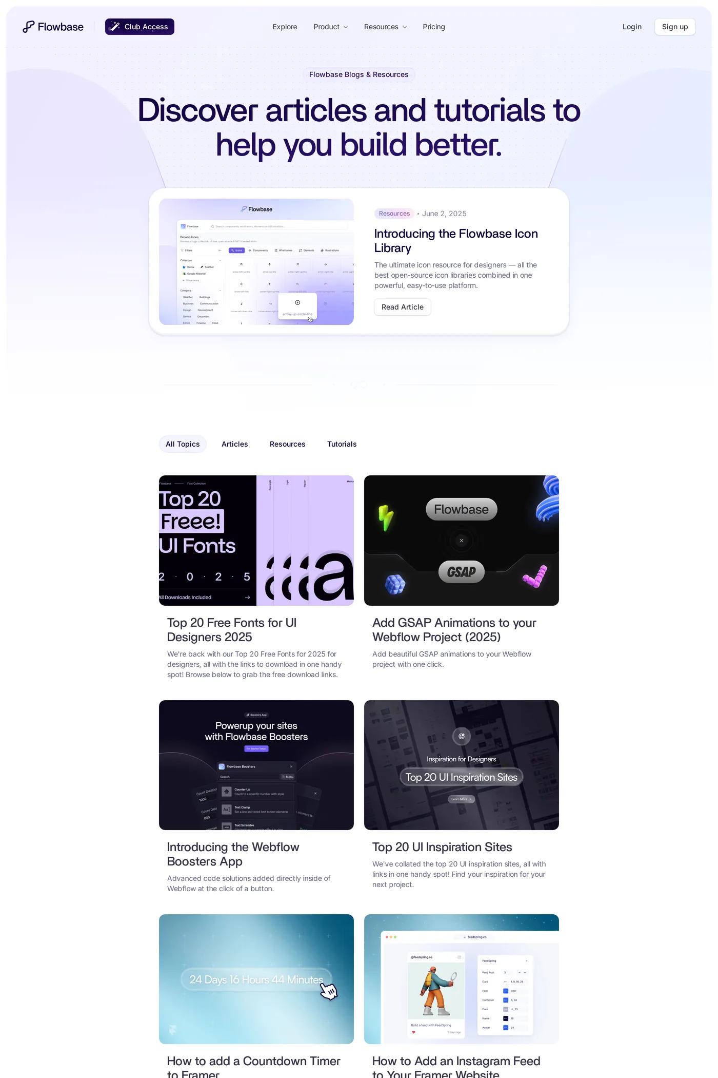 Flowbase — screenshot of the blog page