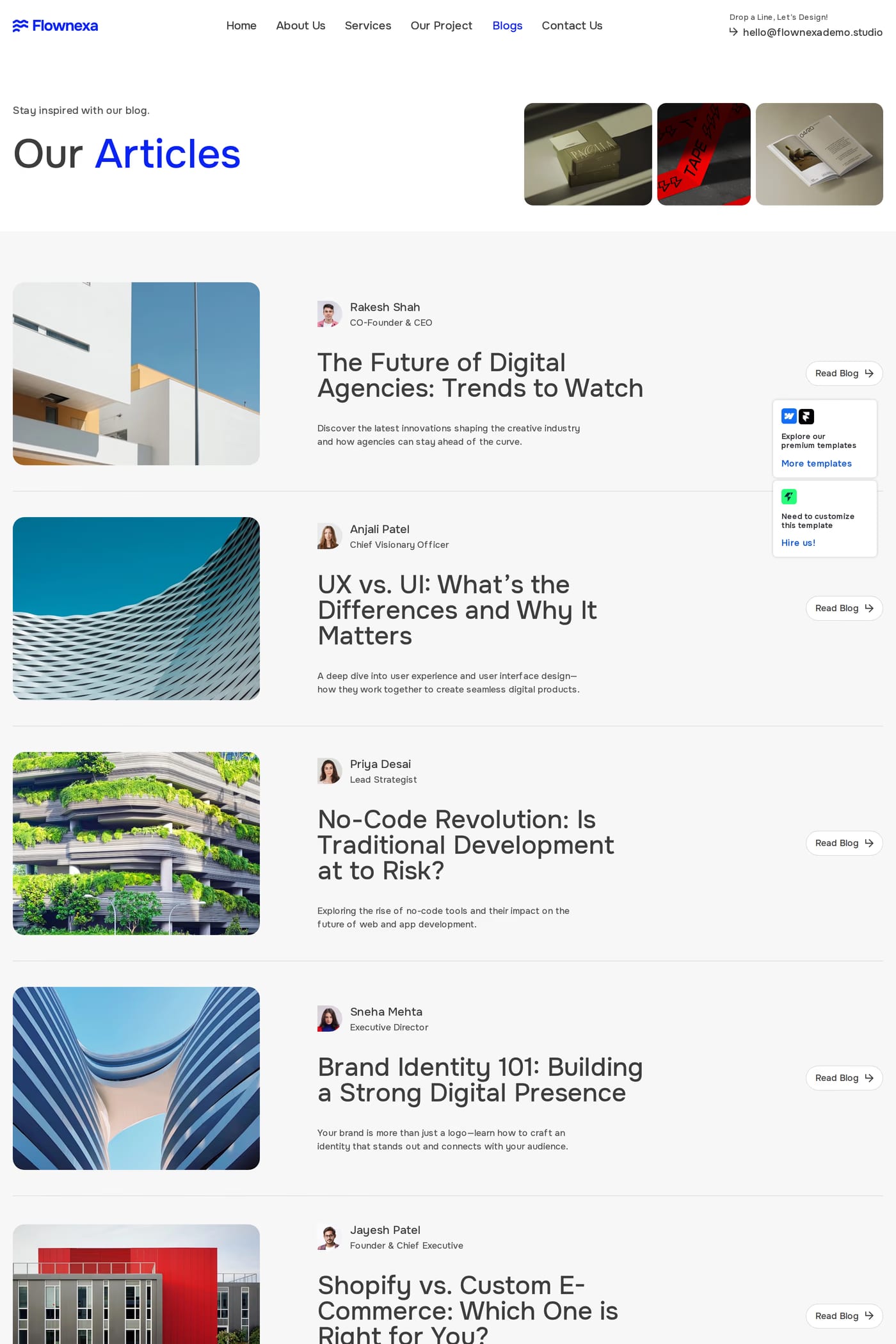 Flownexa — screenshot of the blog page
