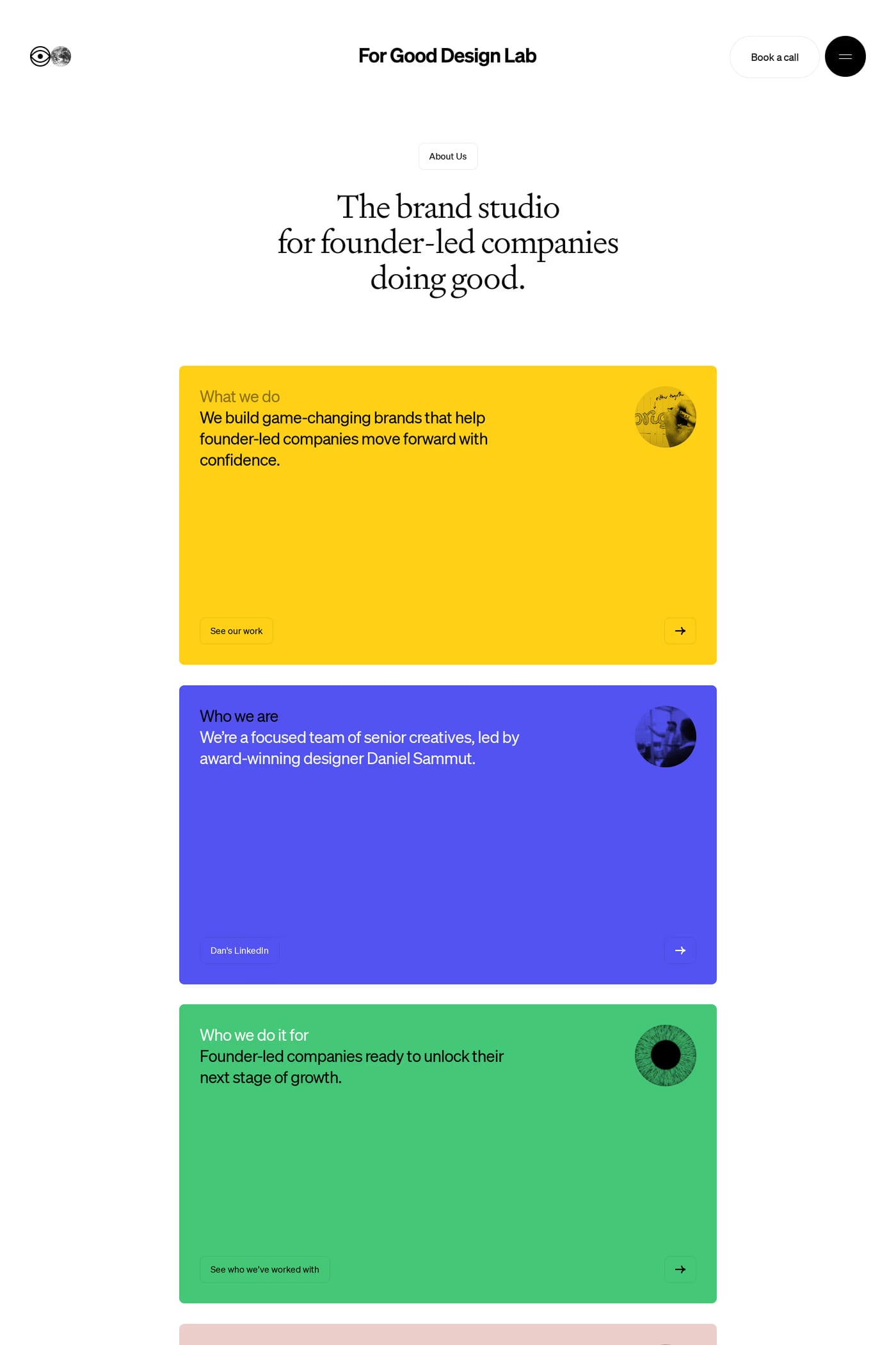 For Good Design Lab — screenshot of the about page