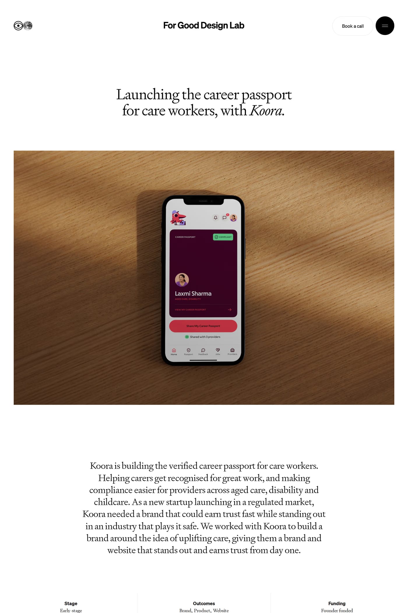For Good Design Lab — screenshot of the work page