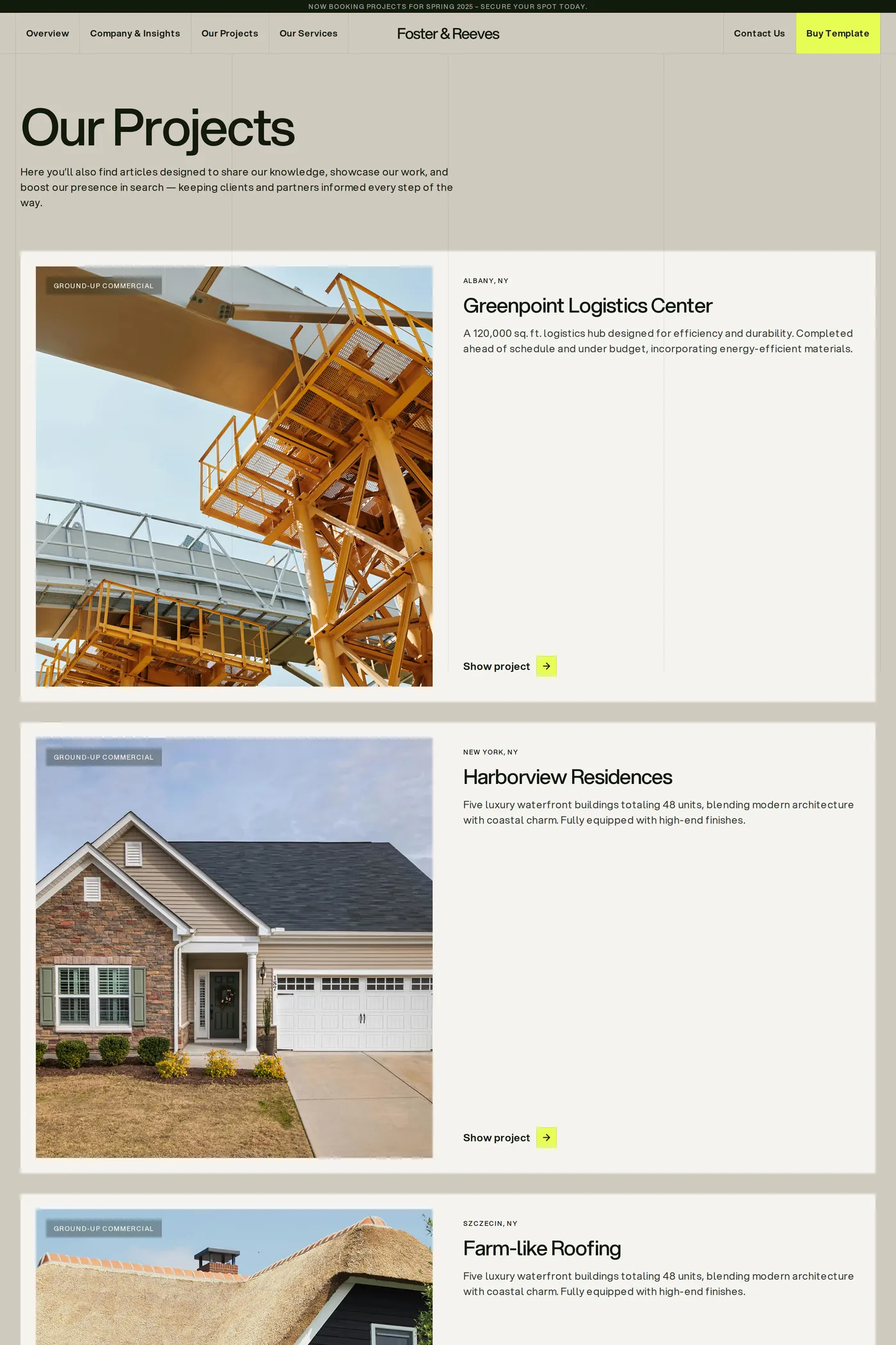 Foster & Reeves — screenshot of the work page
