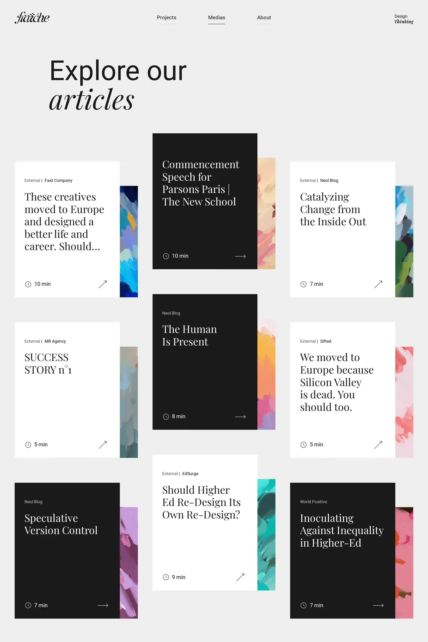 Fraiche — screenshot of the blog page