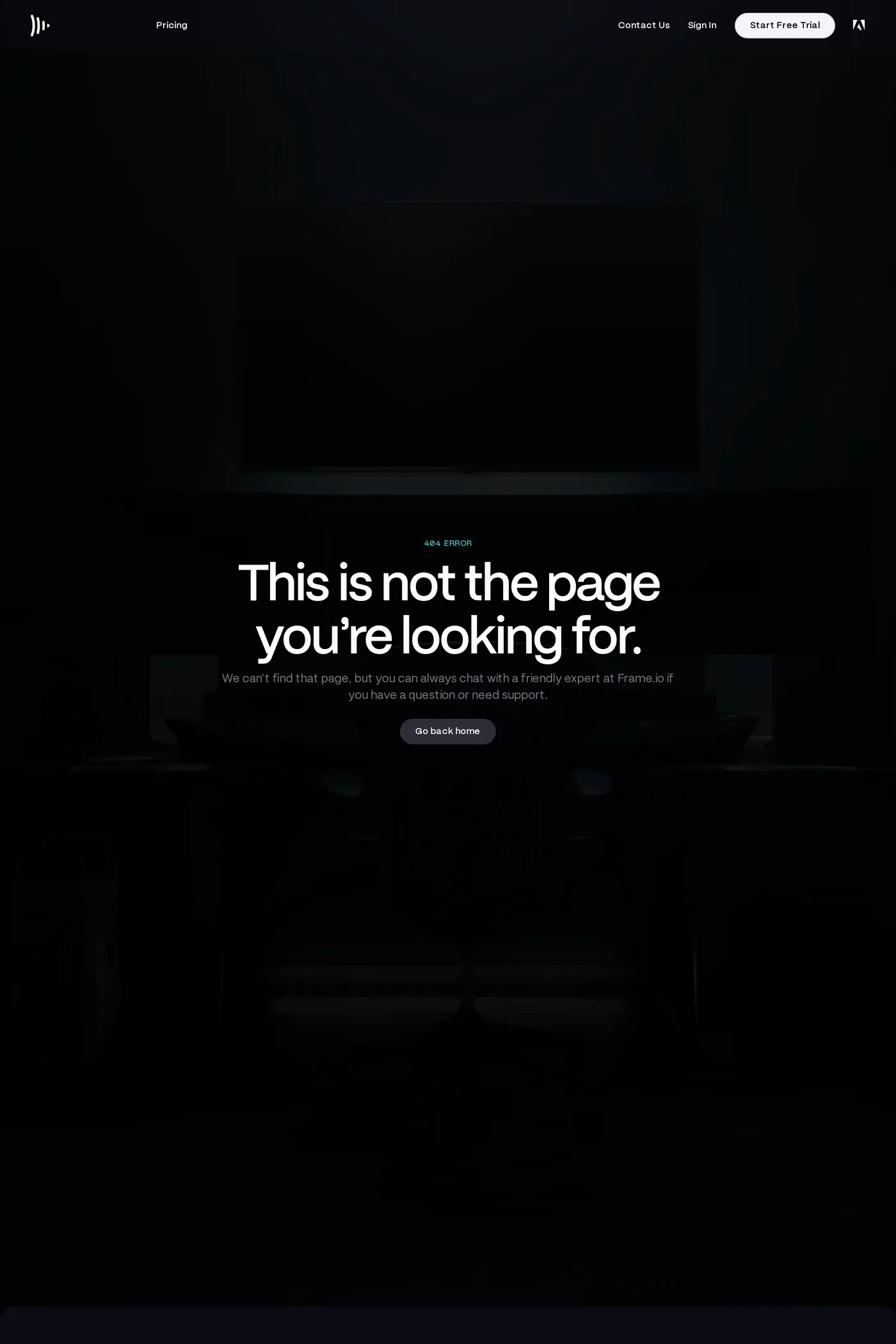 Frame.io — screenshot of the 404 page