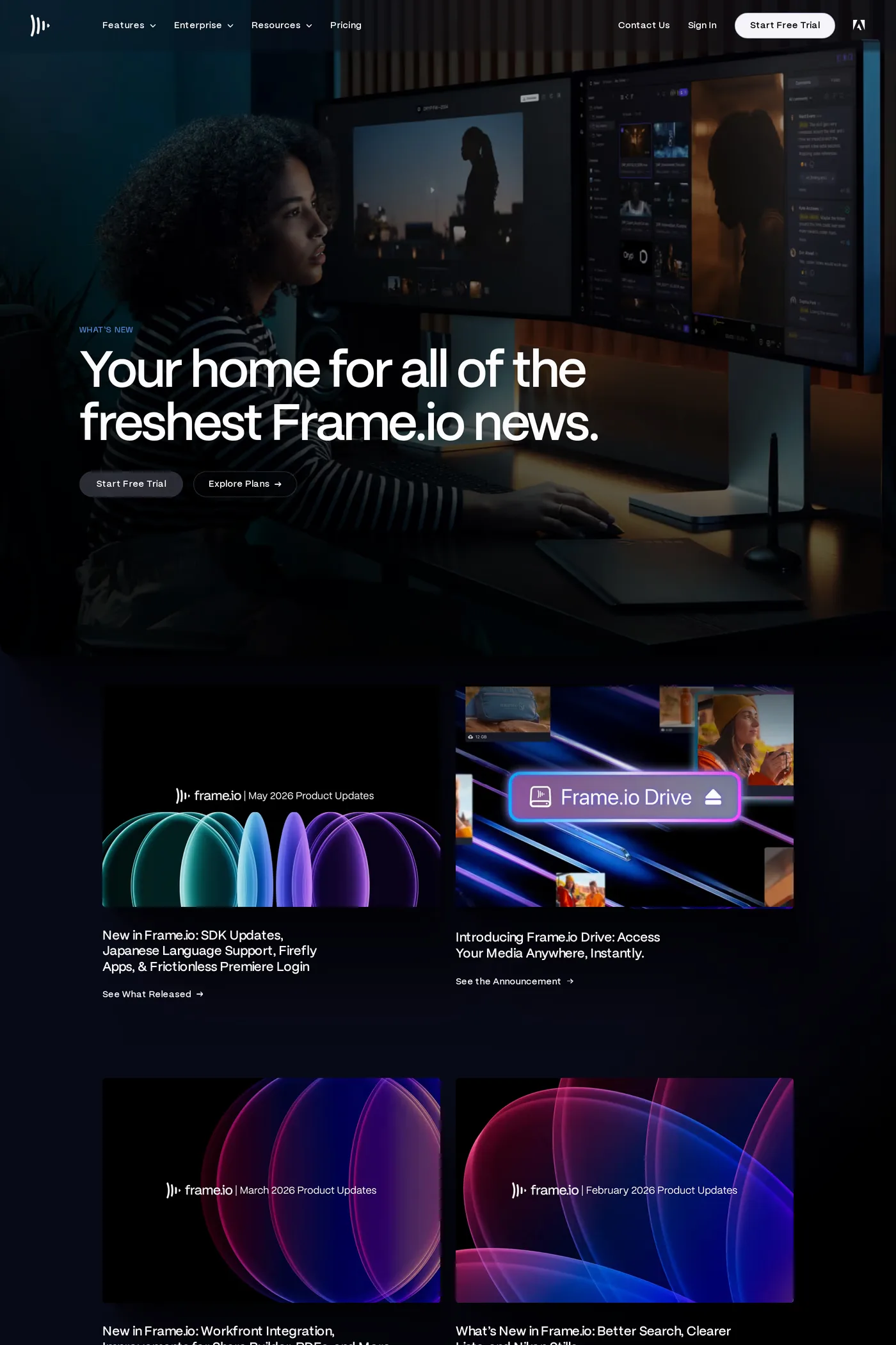 Frame.io — screenshot of the changelog page