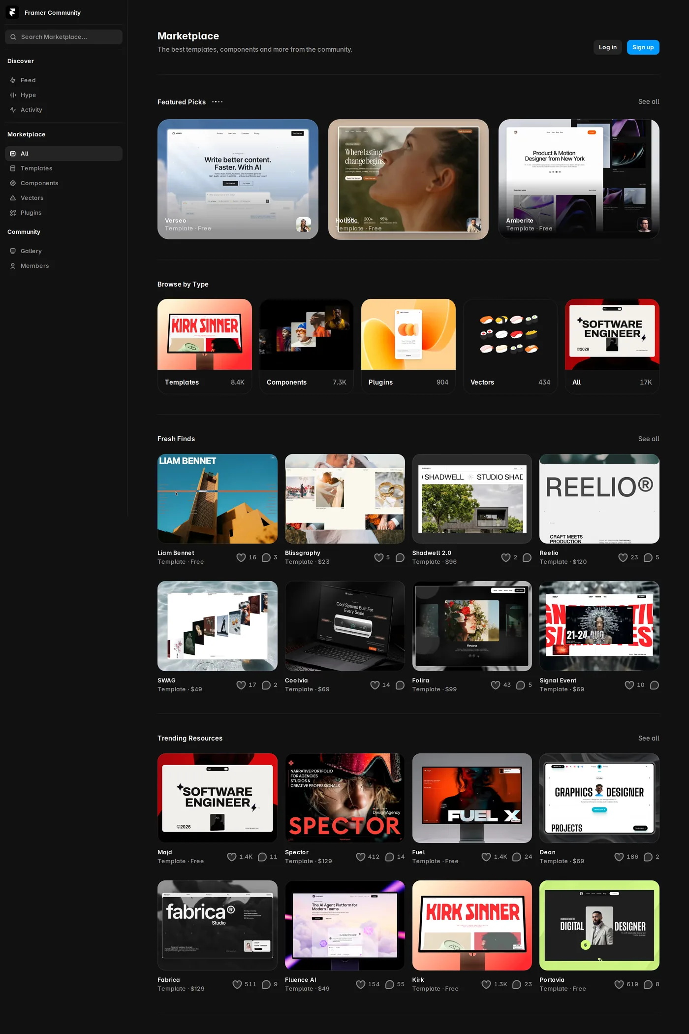 Framer — screenshot of the work page