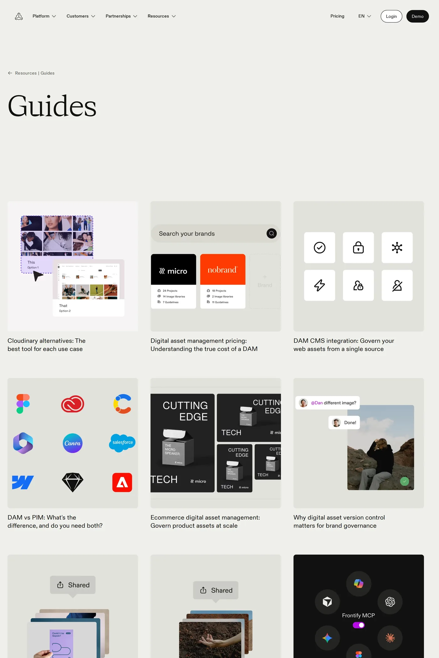 Frontify — screenshot of the blog page