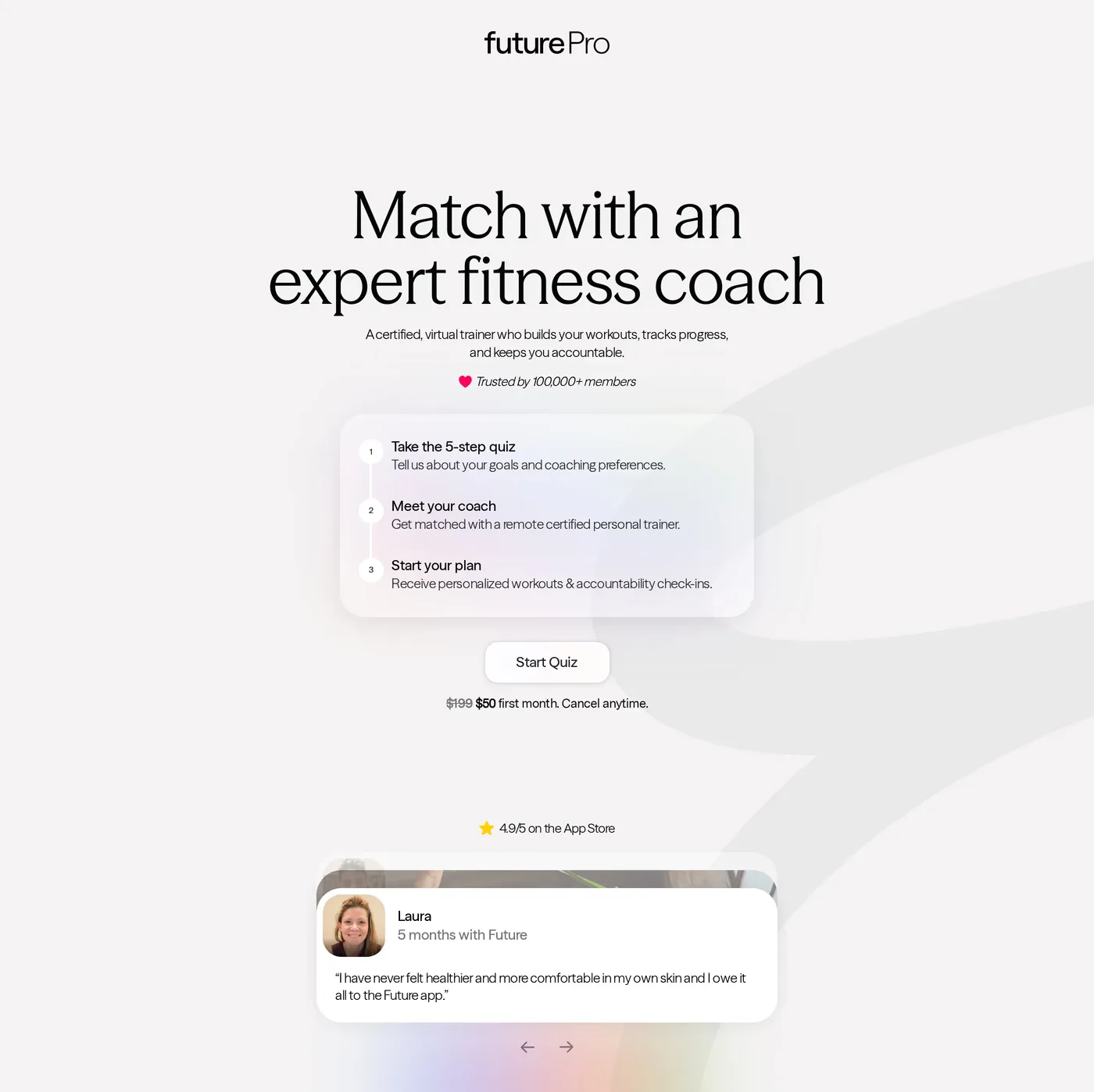 Future — screenshot of the sign up page