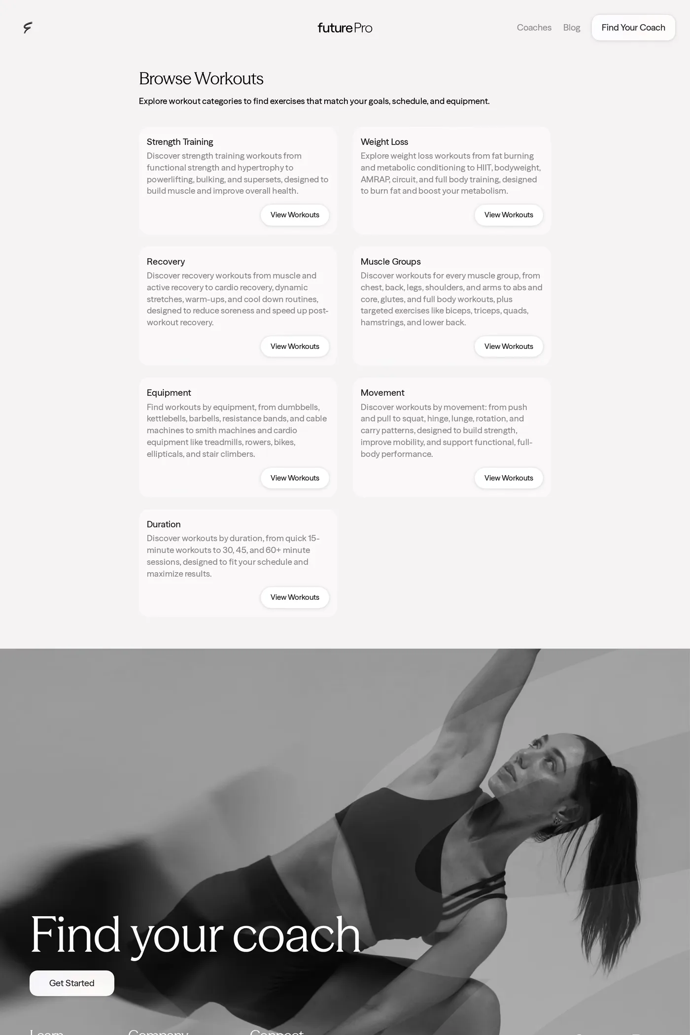 Future — screenshot of the features page