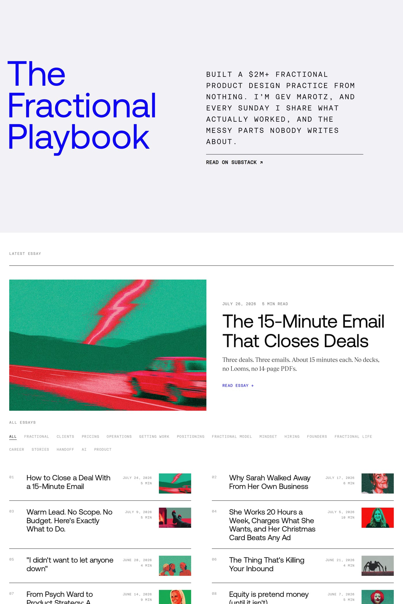 Gev Design — screenshot of the blog page