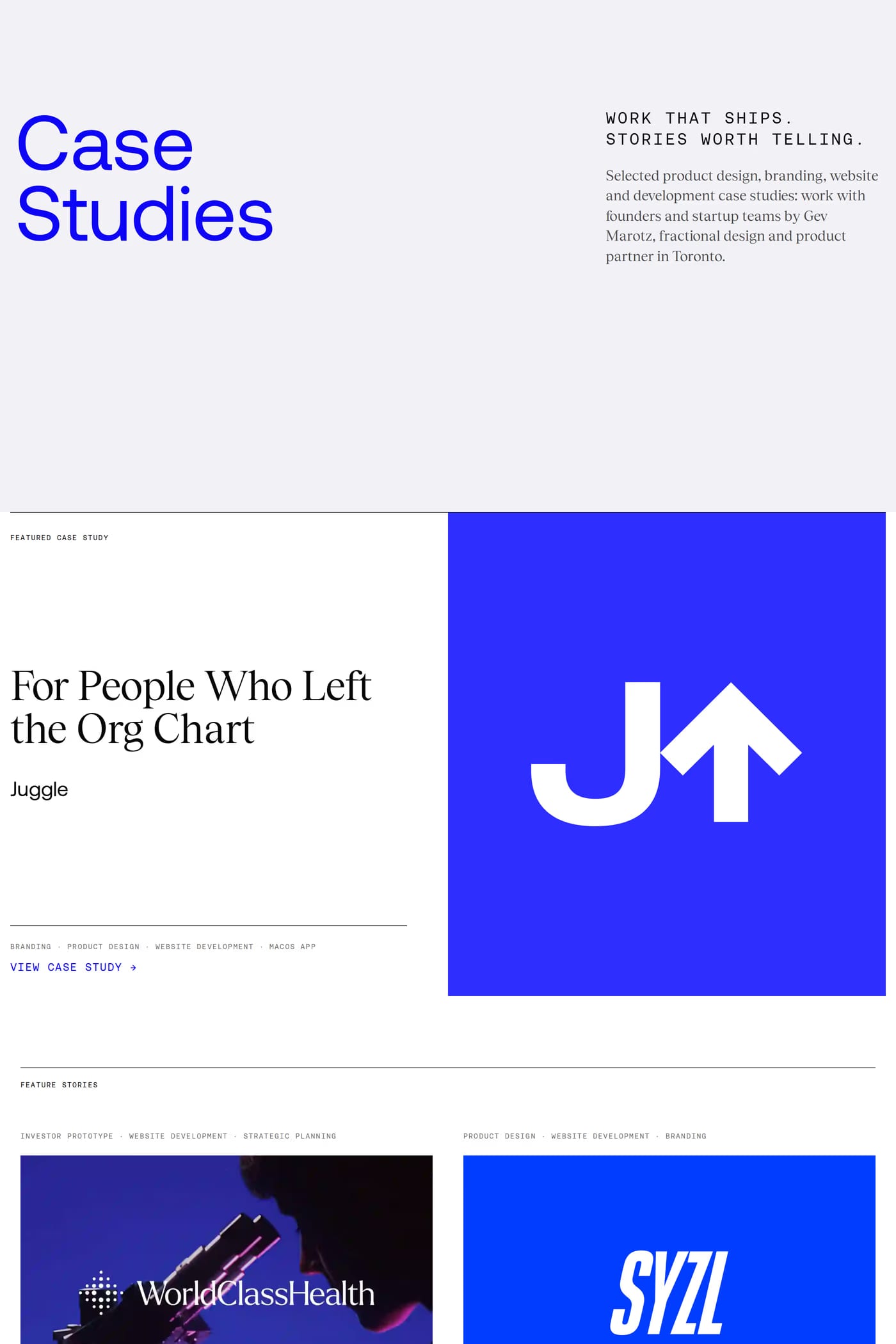 Gev Design — screenshot of the work page