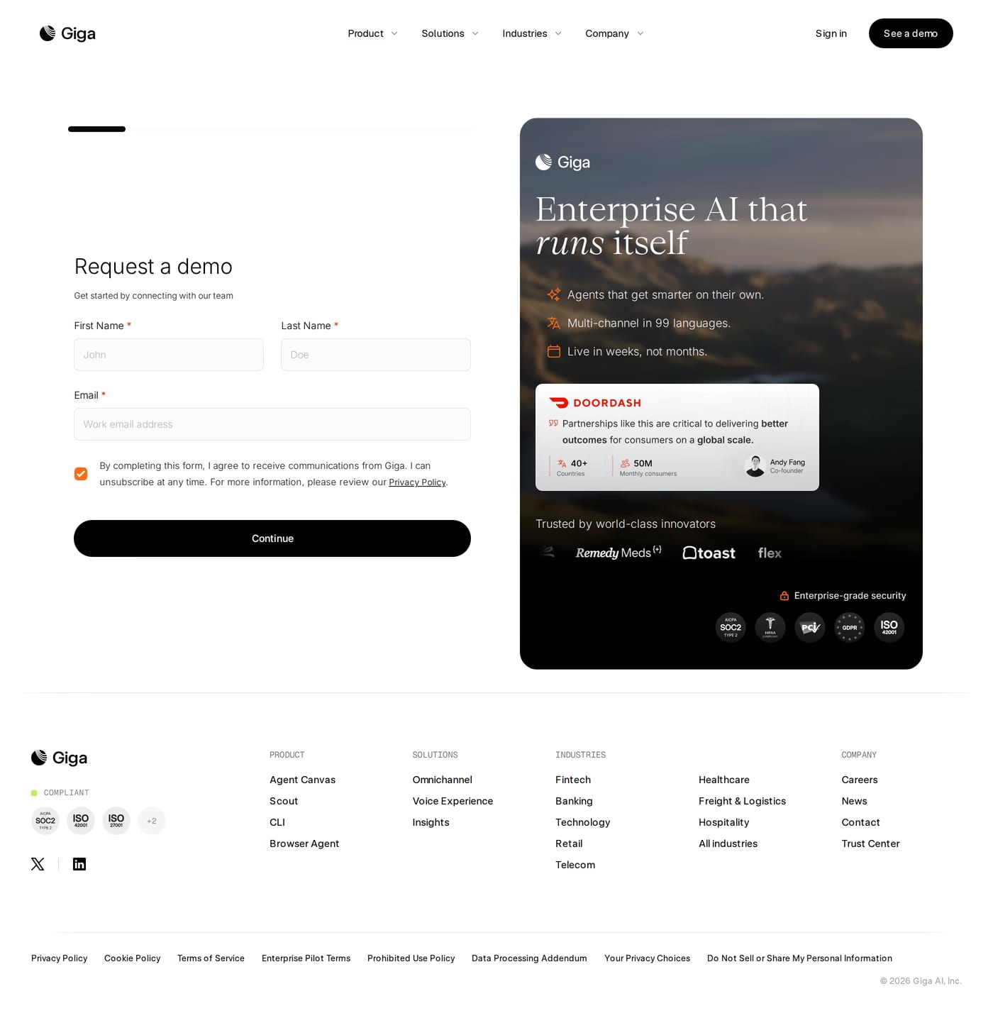 Giga contact page