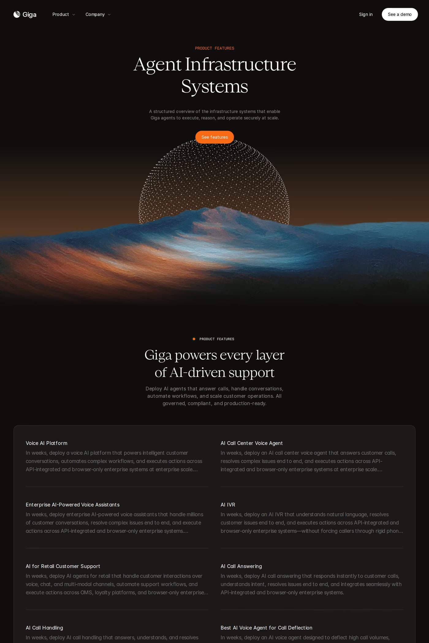 Giga features page