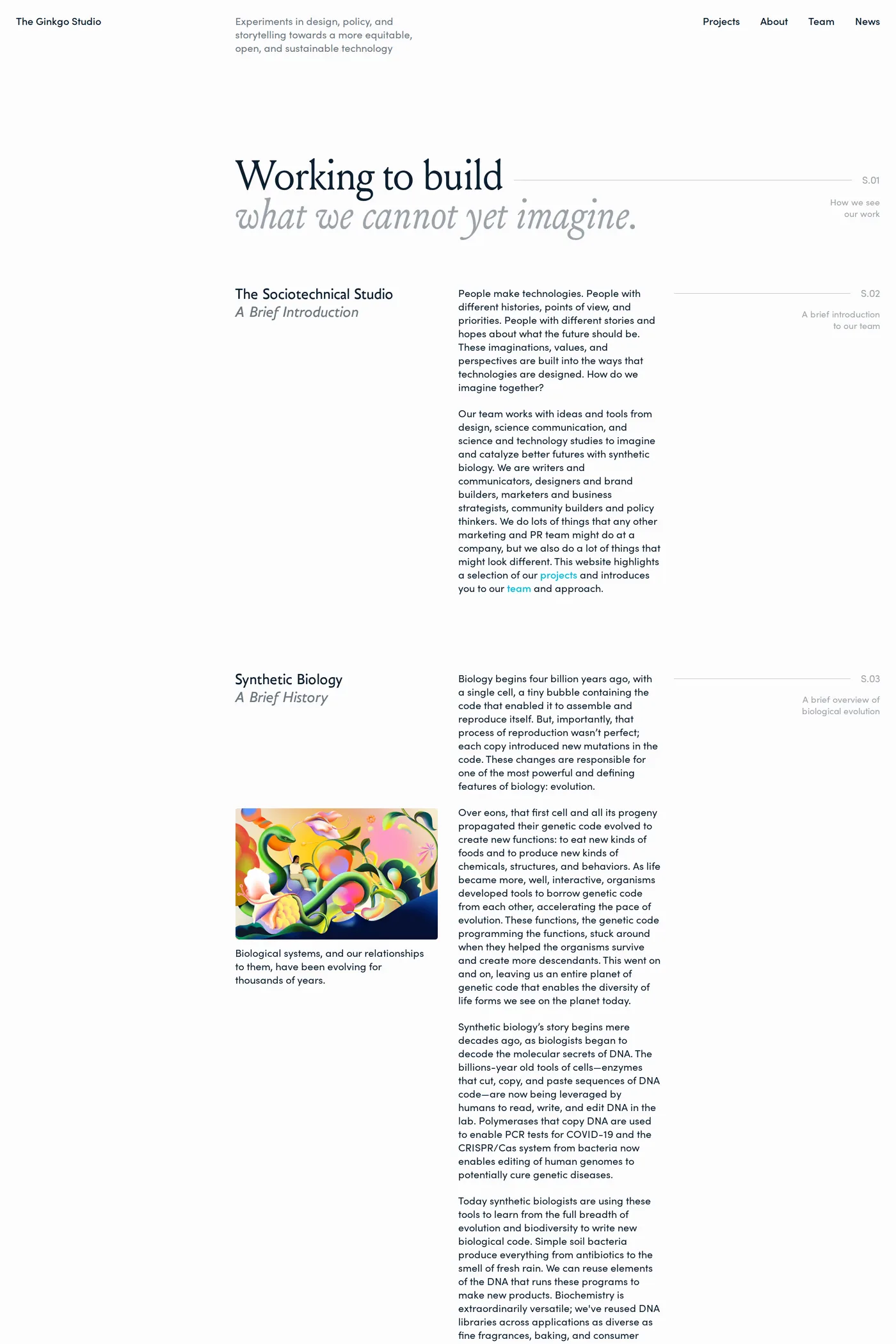 Ginkgo Bioworks — screenshot of the about page