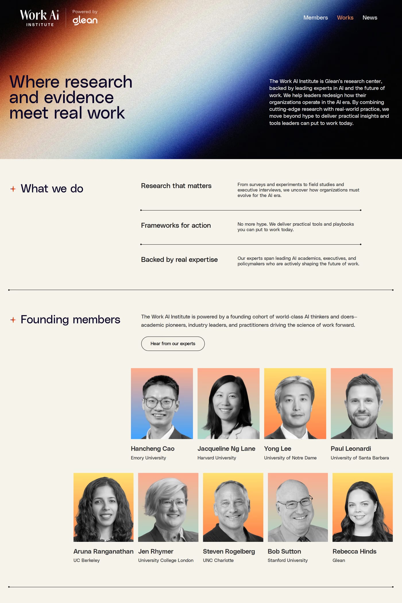 Glean — screenshot of the work page