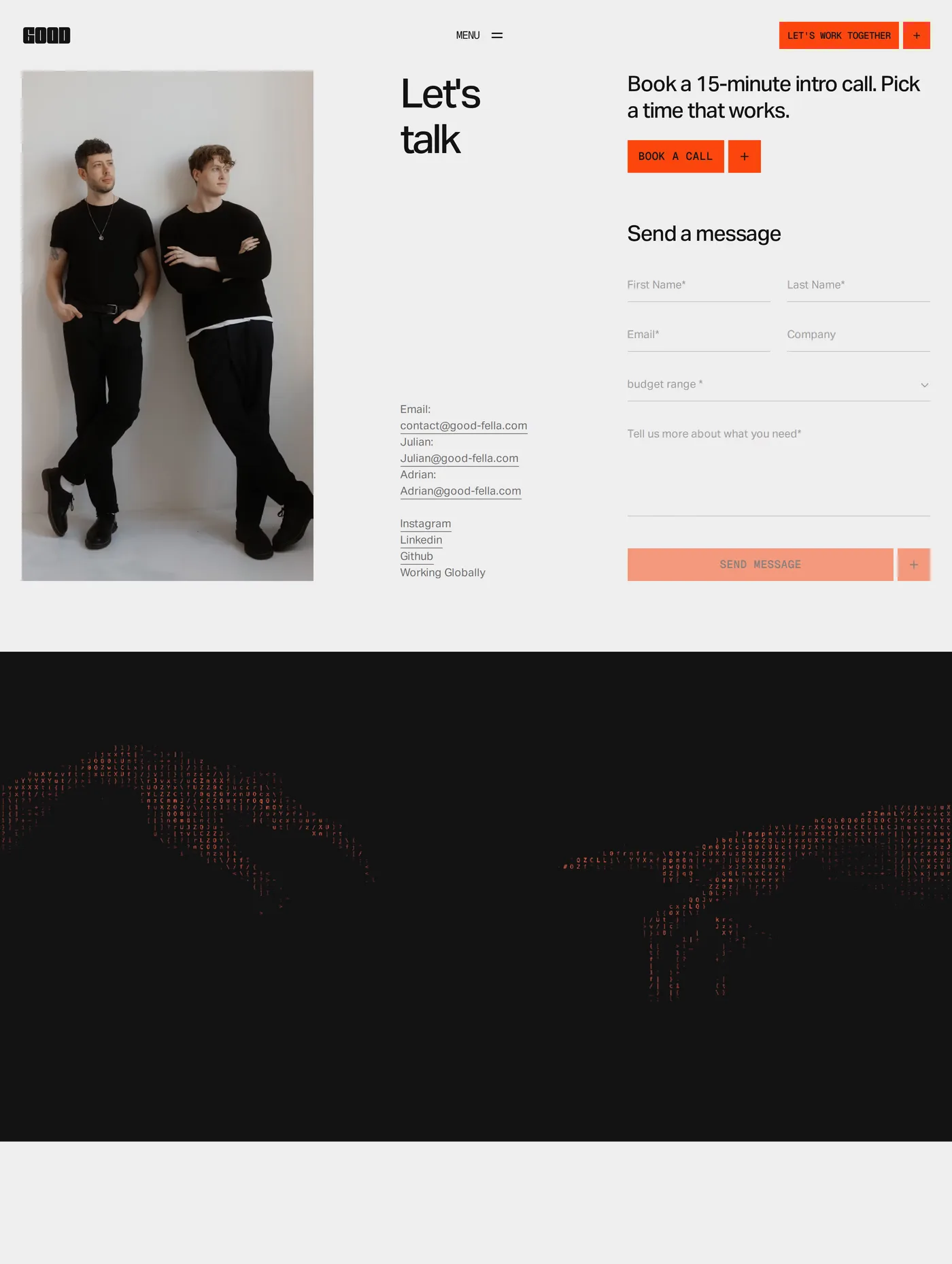 Good Fella — screenshot of the contact page