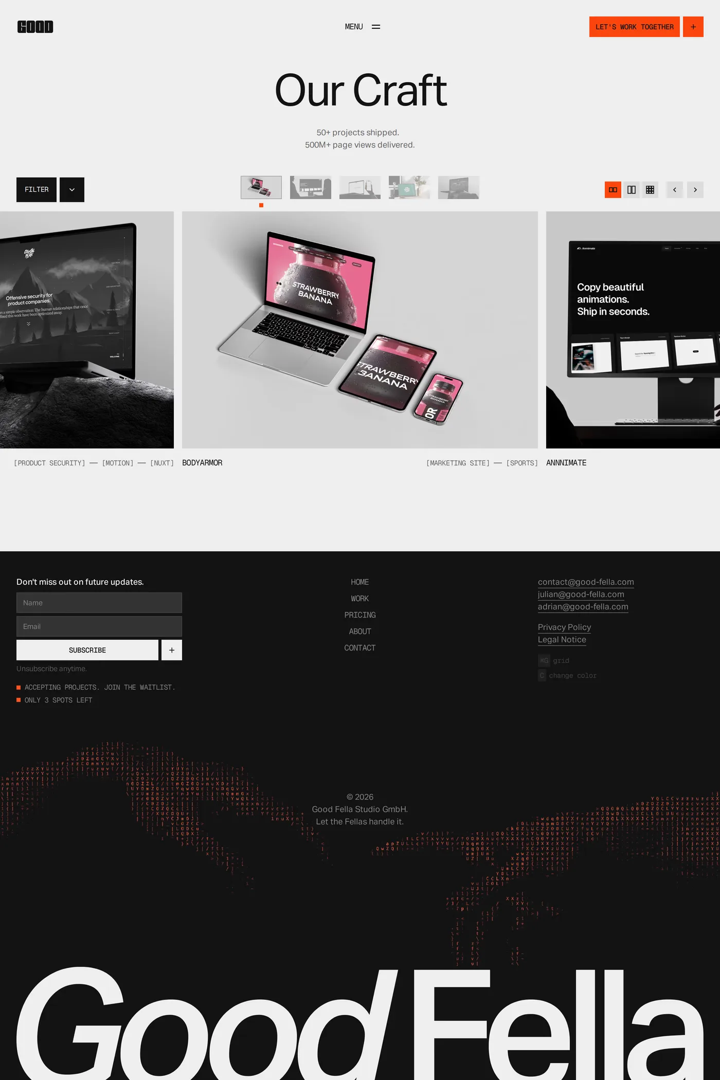 Good Fella — screenshot of the work page