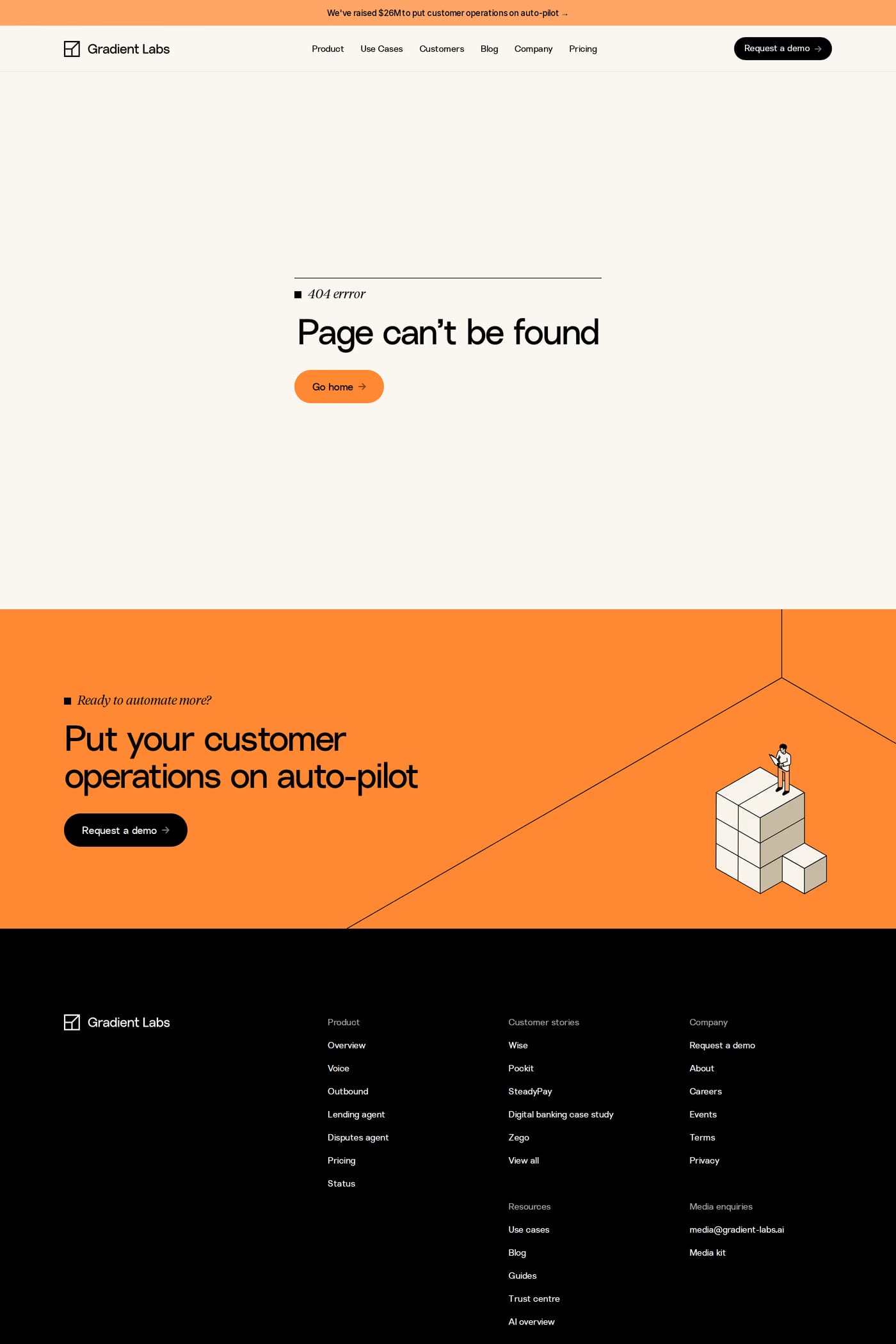 Gradient Labs — screenshot of the 404 page