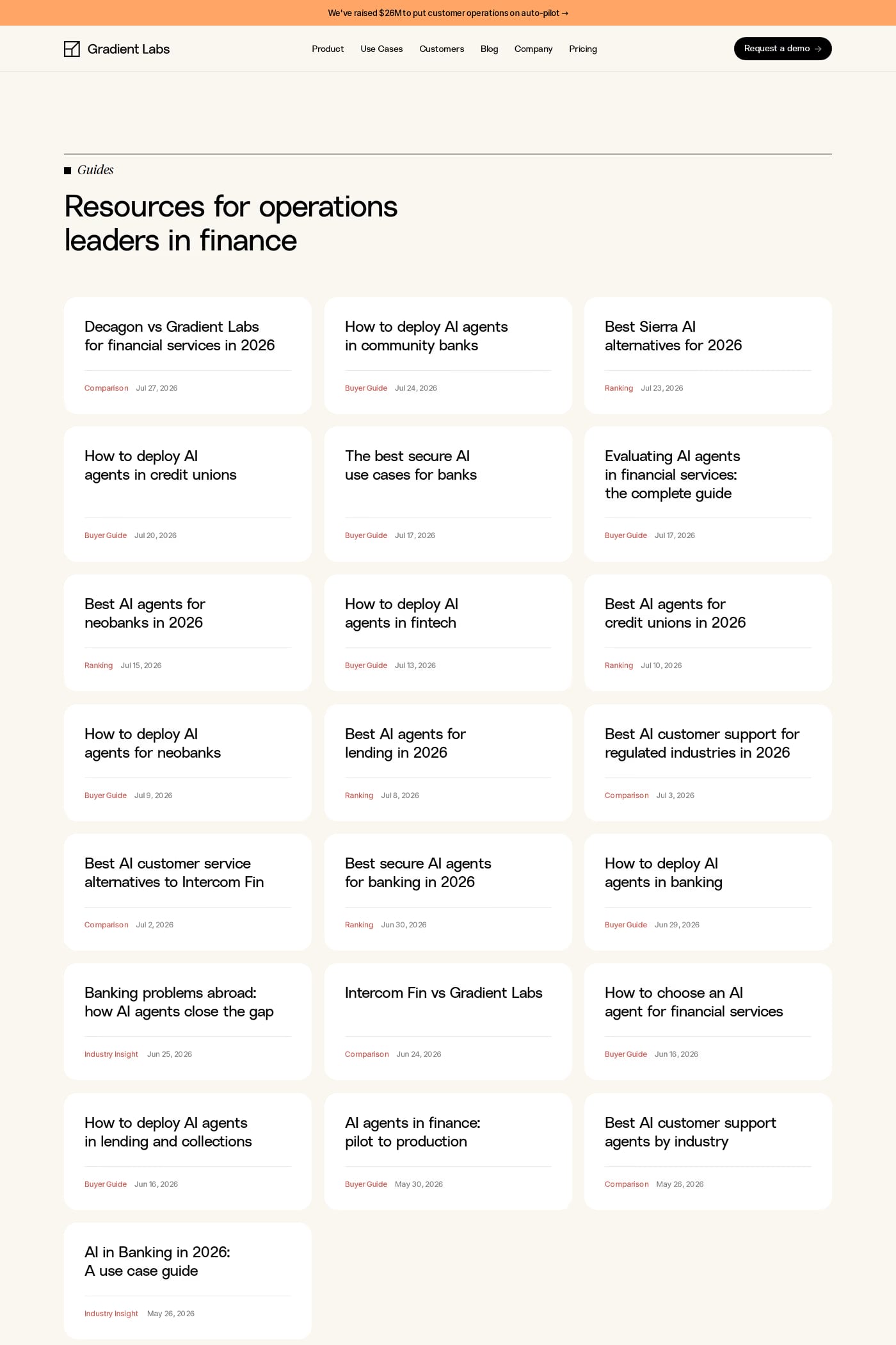 Gradient Labs — screenshot of the blog page