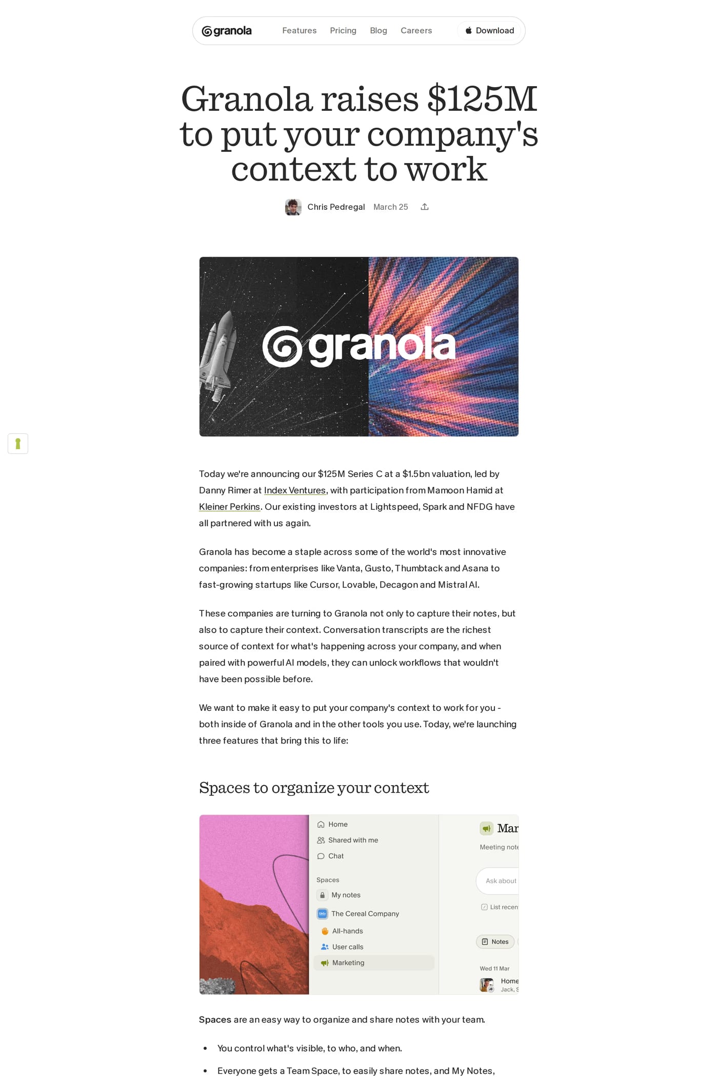 Granola blog page