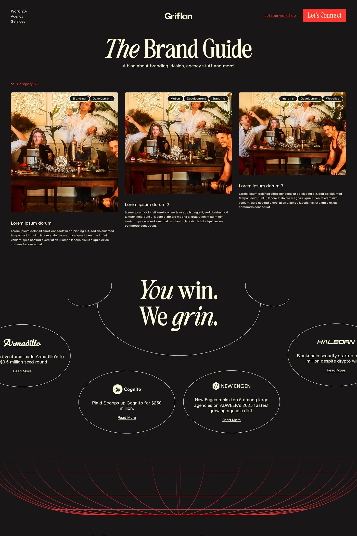 Griflan — screenshot of the blog page