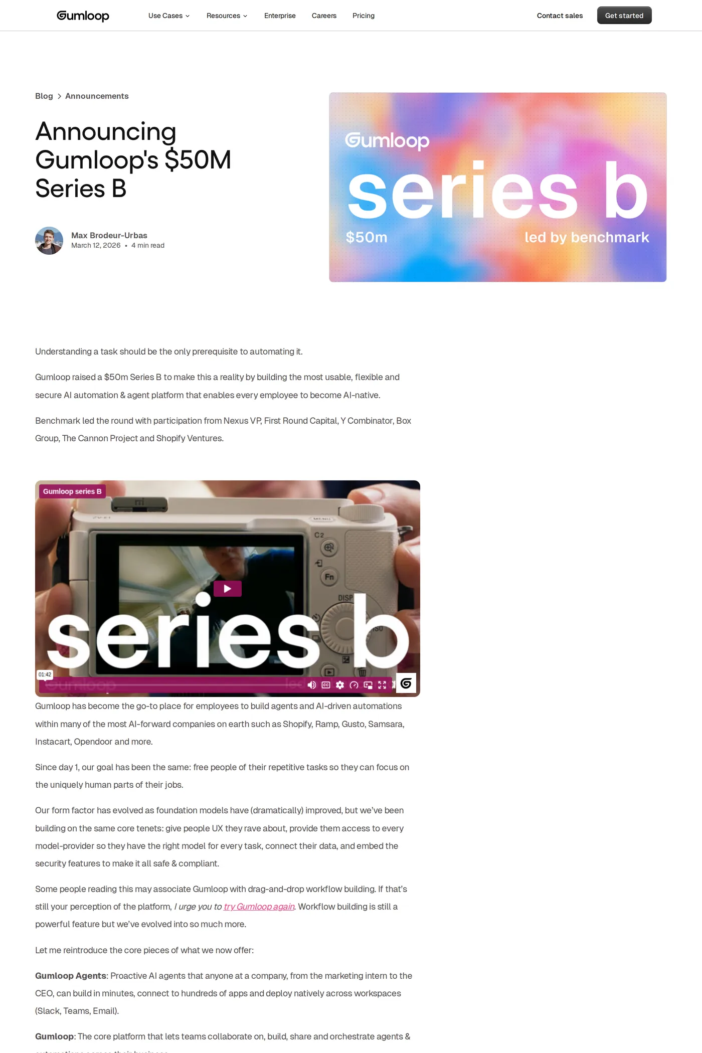 Gumloop — screenshot of the blog page