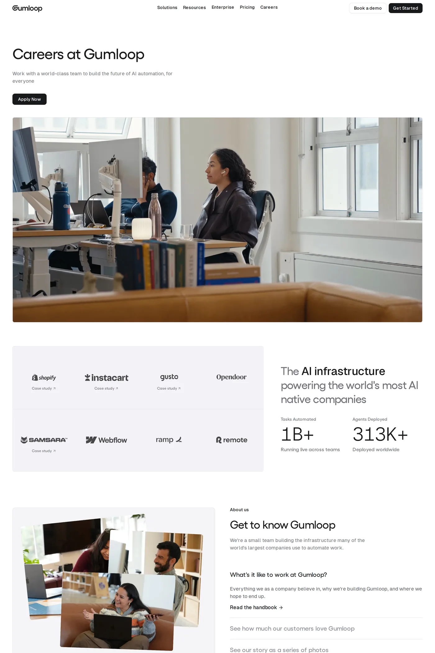 Gumloop — screenshot of the careers page