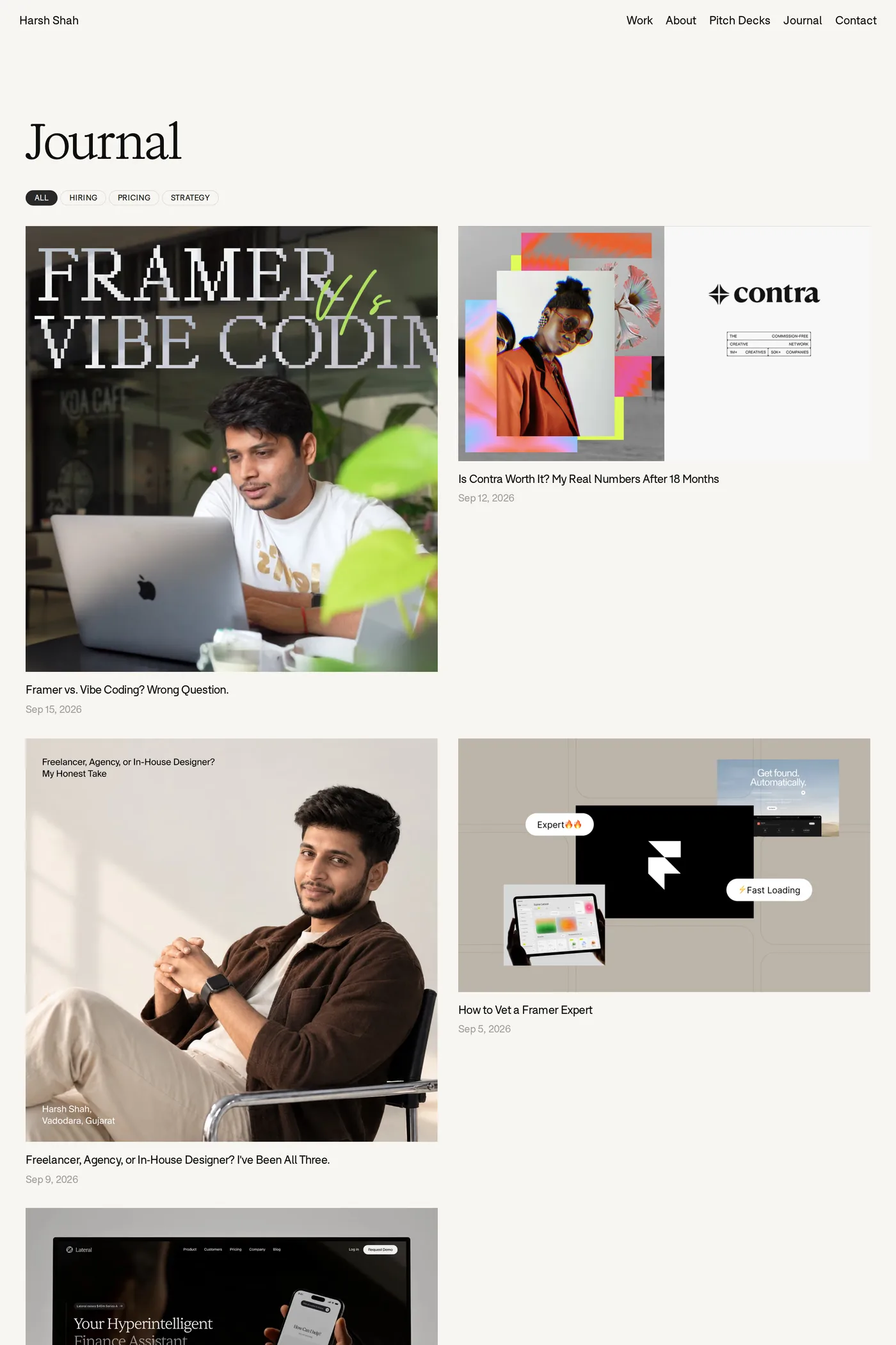 Harsh Shah — screenshot of the blog page