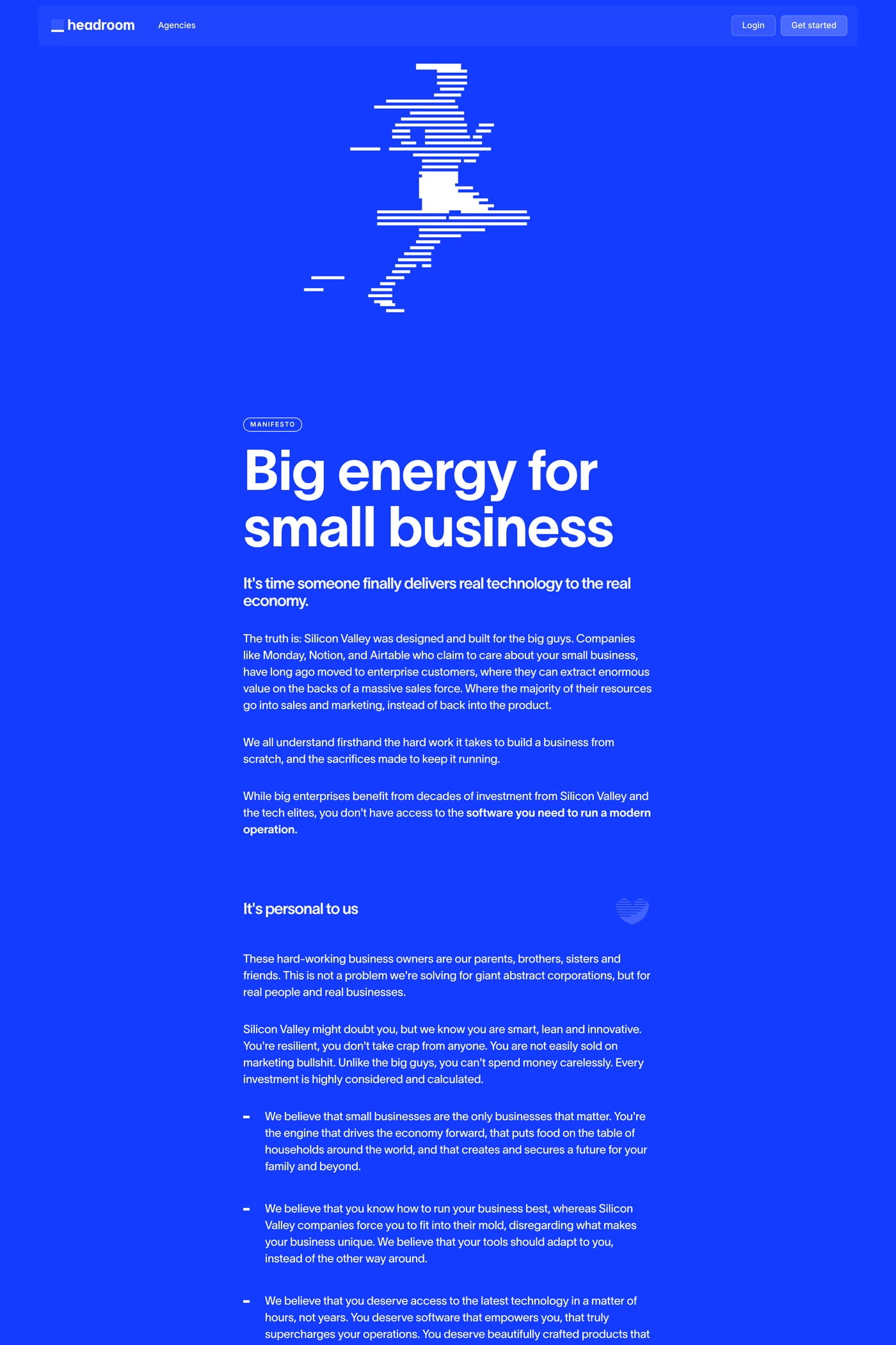 Headroom — screenshot of the about page