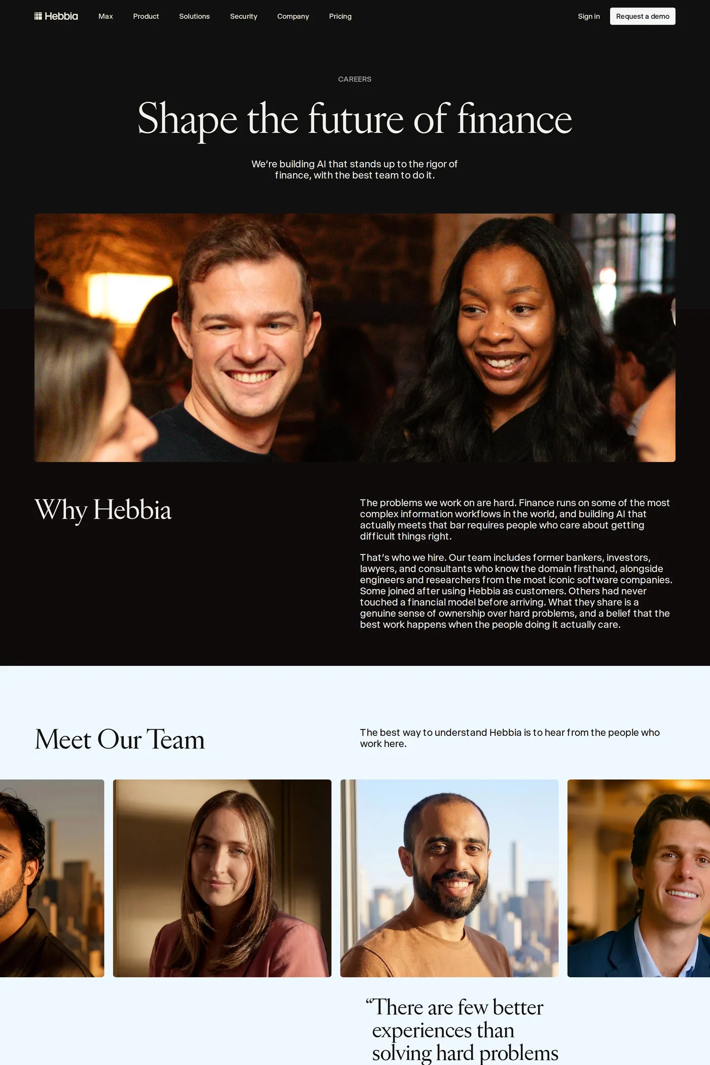 Hebbia — screenshot of the careers page