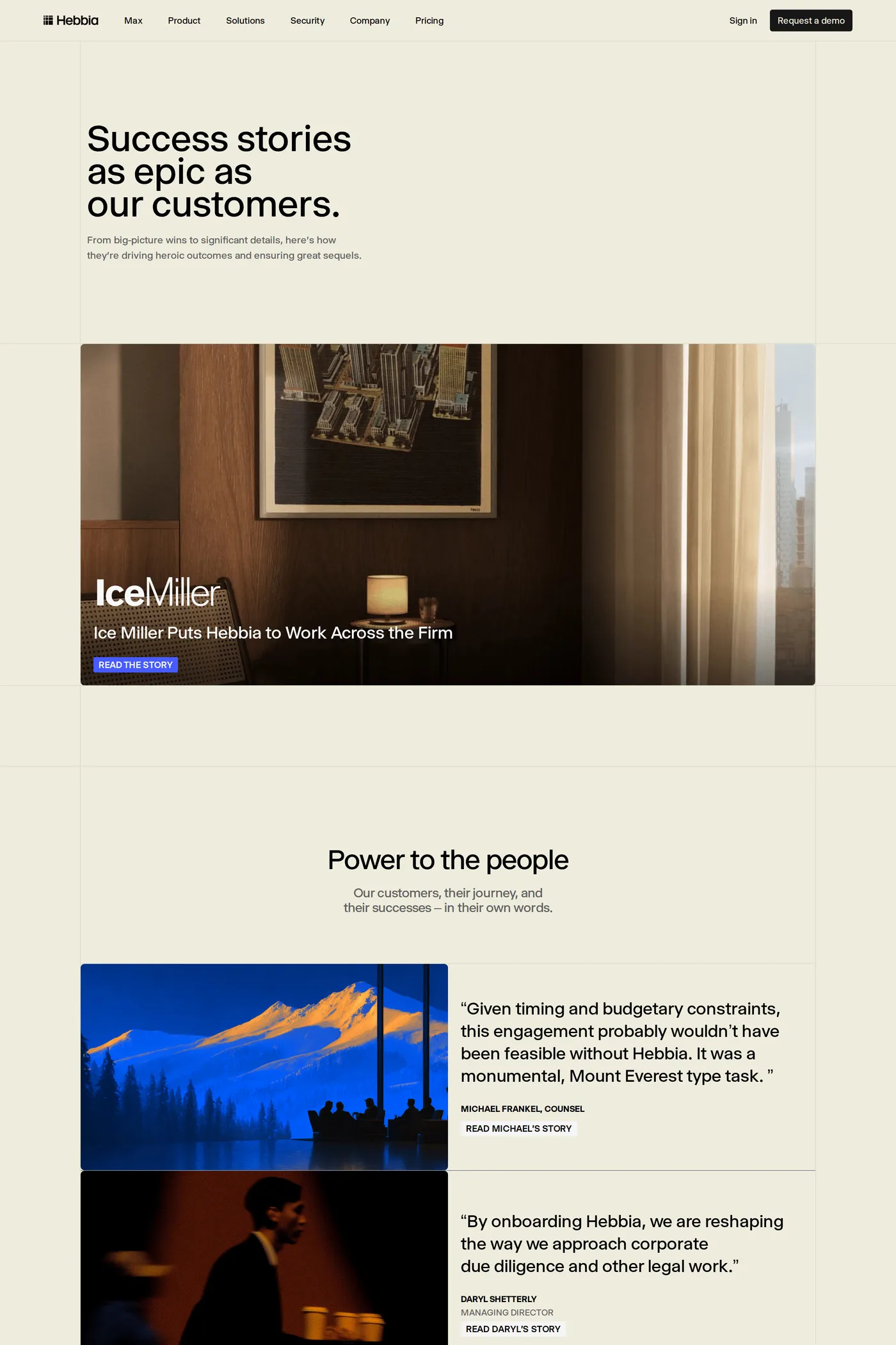 Hebbia — screenshot of the case studies page