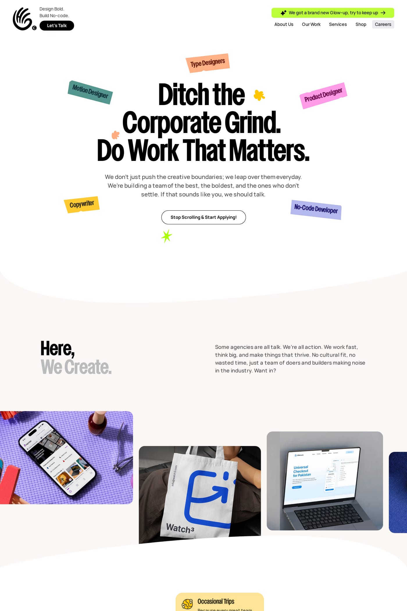 HiPortfolio — screenshot of the careers page