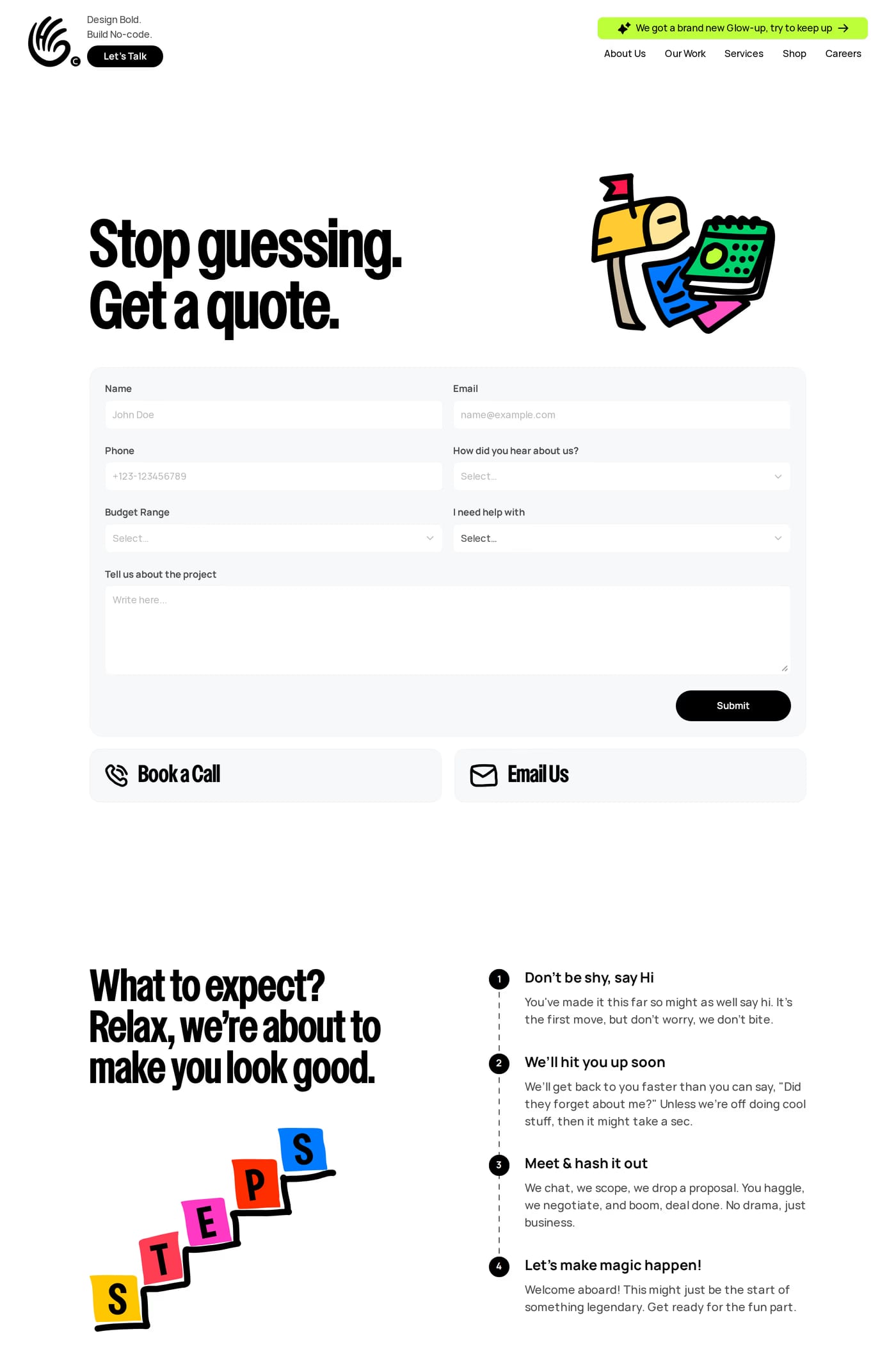 HiPortfolio — screenshot of the contact page